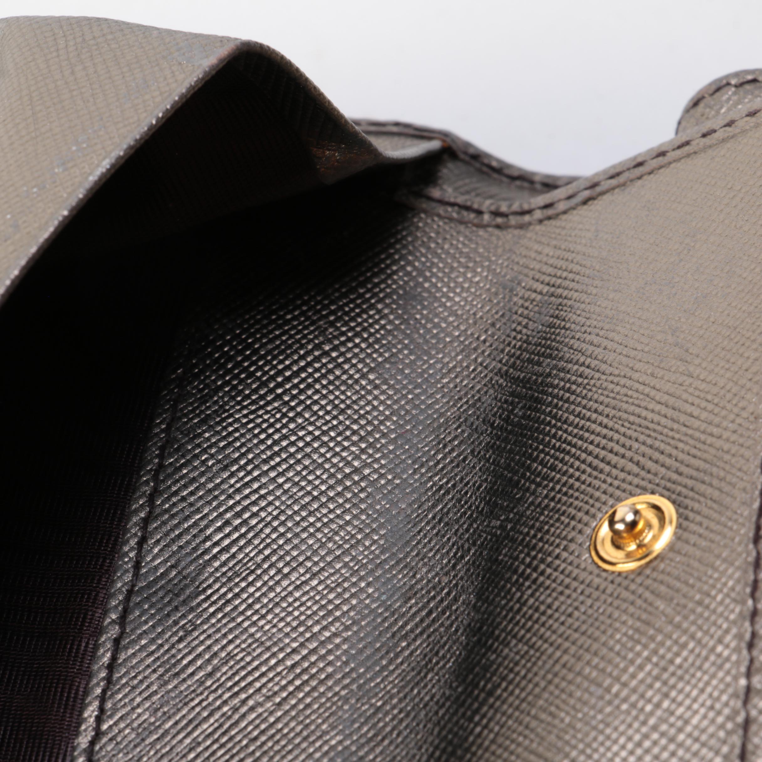 Prada Compact Wallet in Metallic Gold Saffiano Leather