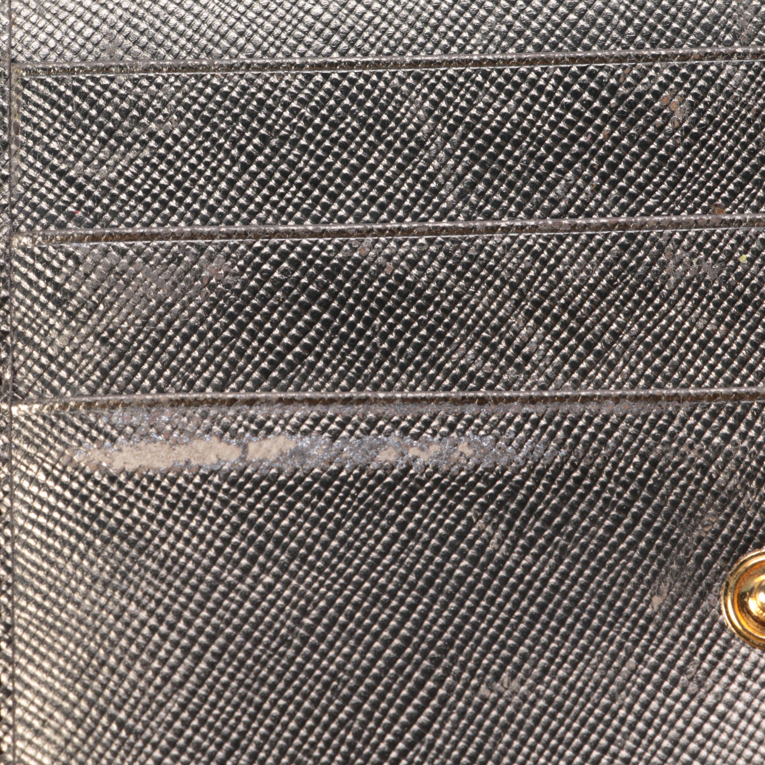 Prada Compact Wallet in Metallic Gold Saffiano Leather