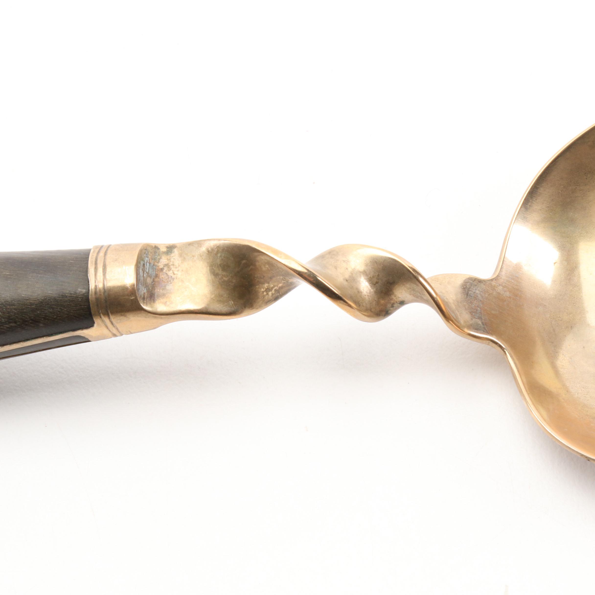 Siam Thailand Bronzeware Serving Utensils, Mid-Century