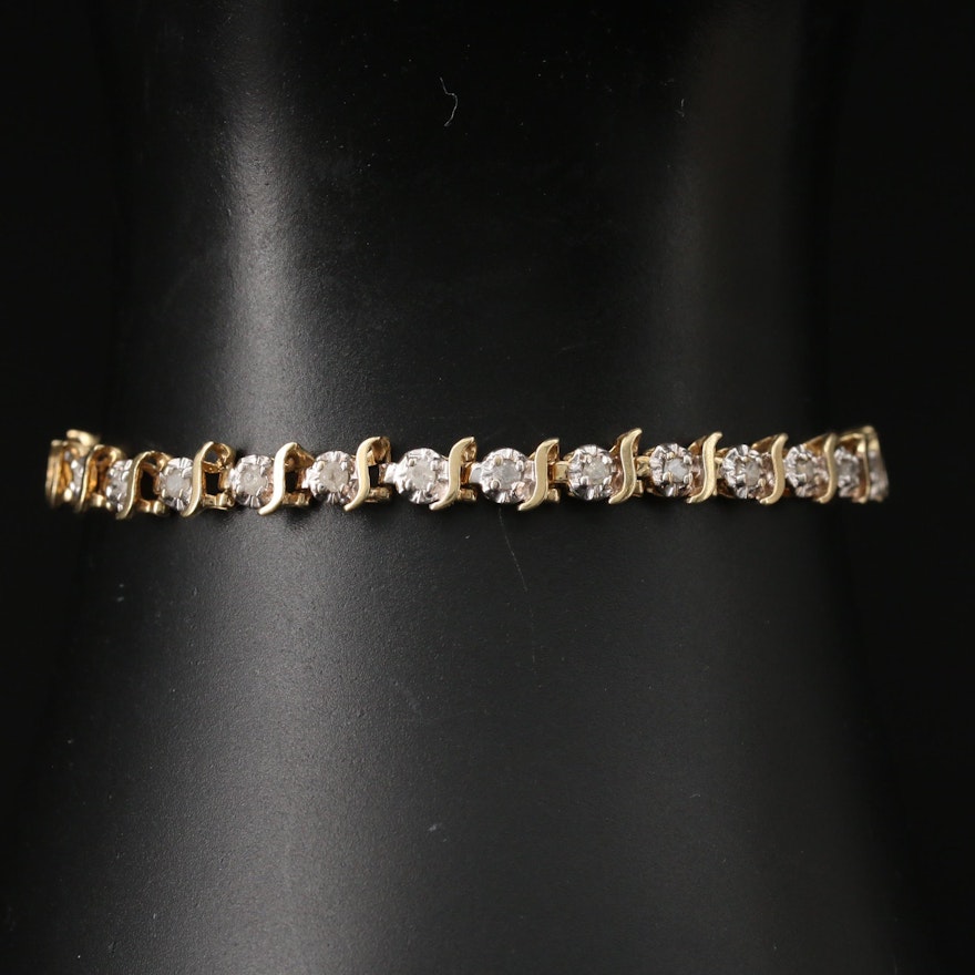 10K Diamond S-Link Bracelet