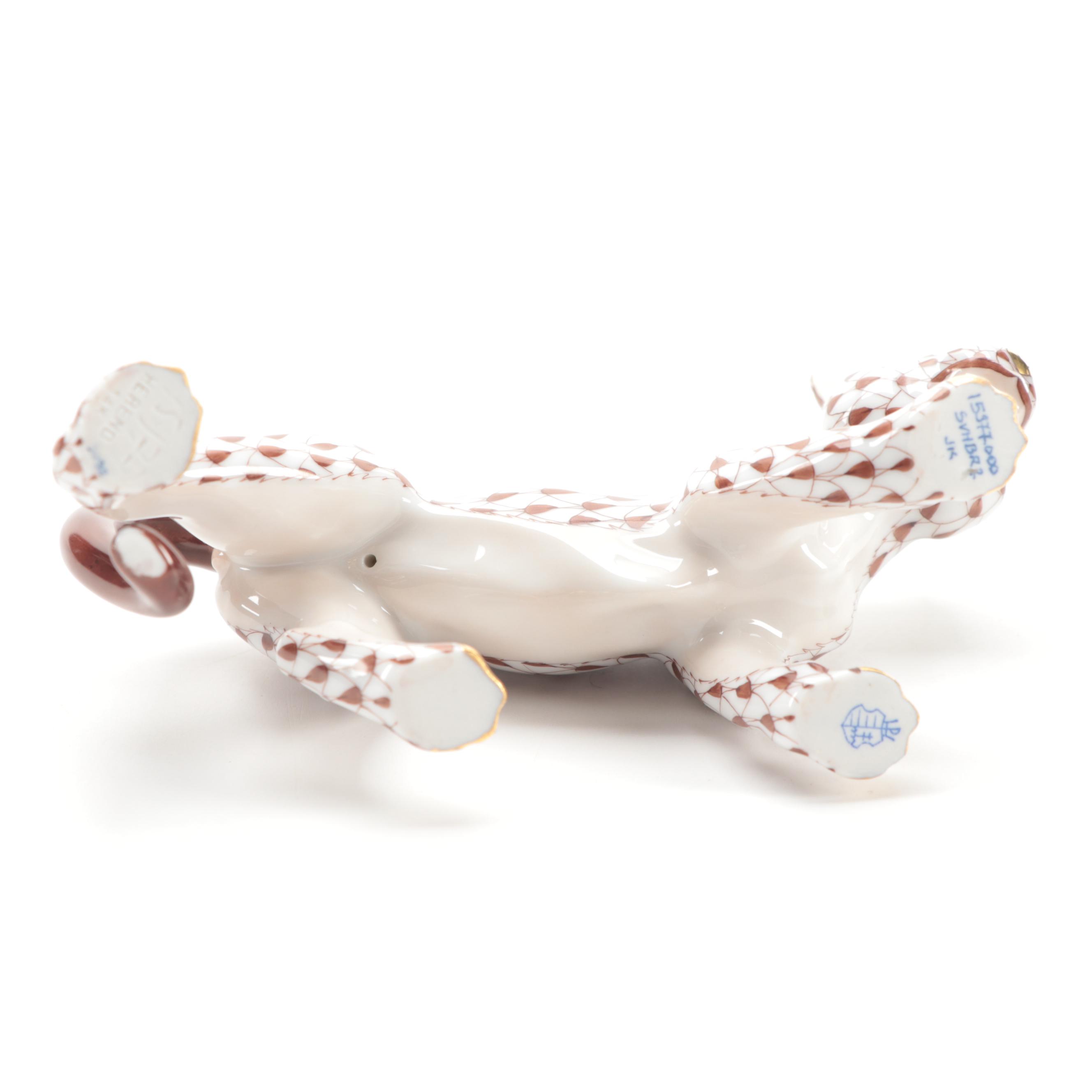 Herend Chocolate Fishnet "Small Tiger" Porcelain Figurine