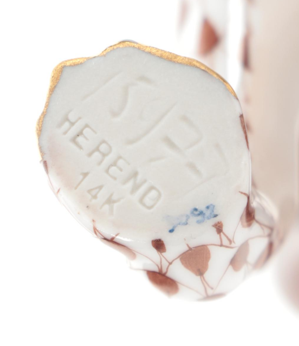 Herend Chocolate Fishnet "Small Tiger" Porcelain Figurine