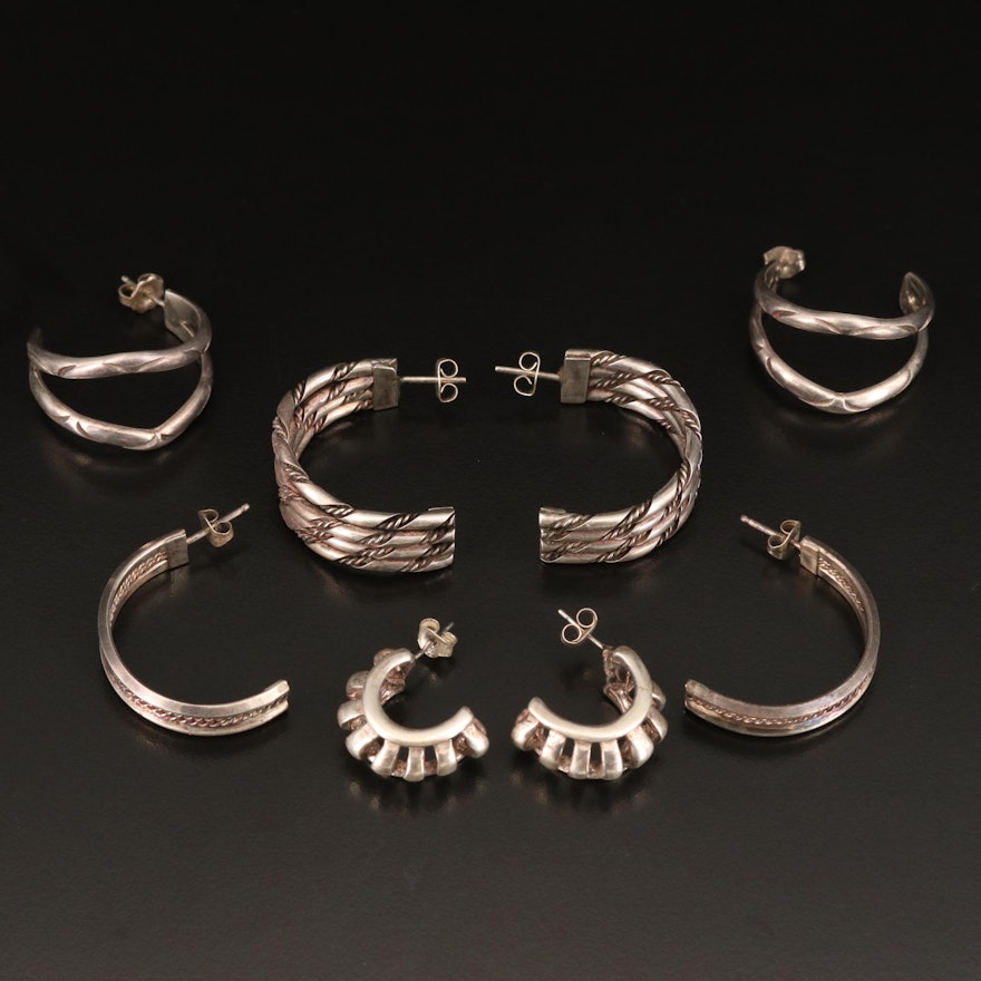 Sterling Half Hoop Earrings