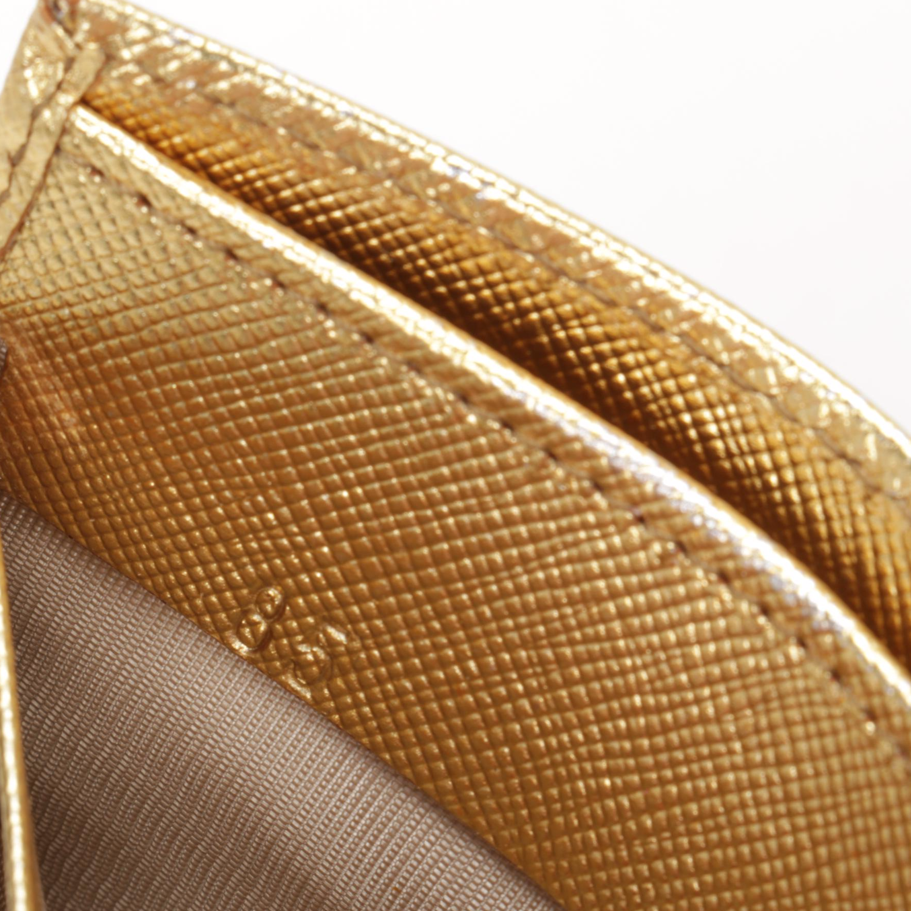 Prada Trifold Wallet in Metallic Gold Saffiano Leather