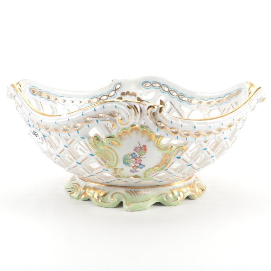 Herend "Queen Victoria" Porcelain Openwork Basket