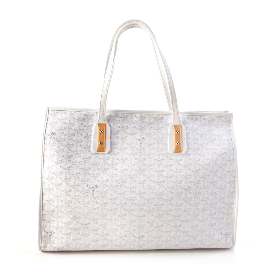 Goyard Marquises Tote Bag in Gray and White Chevron Print Coated Canvas