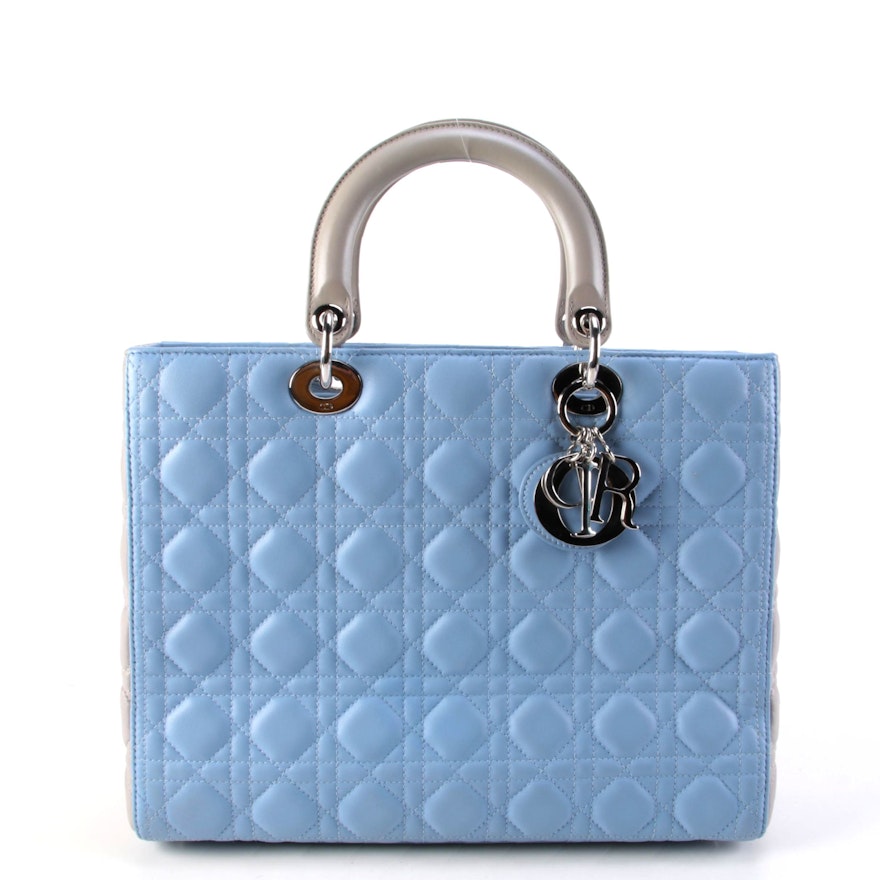 Modified Christian Dior Bicolor Cannage Quilted Leather Lady Dior Bag