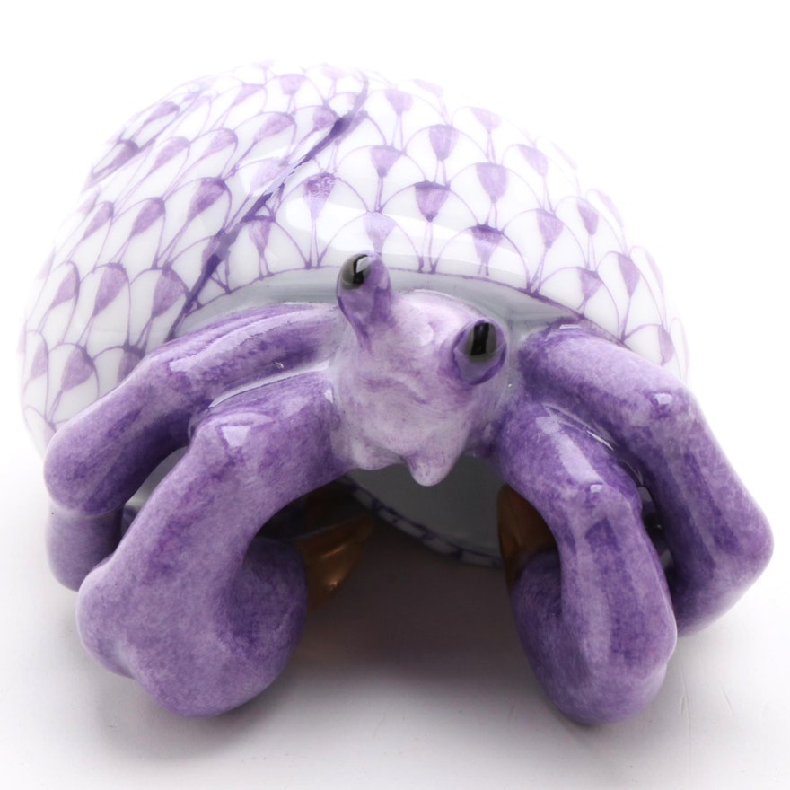 Herend Lavender Fishnet with Gold "Hermit Crab" Porcelain Figurine