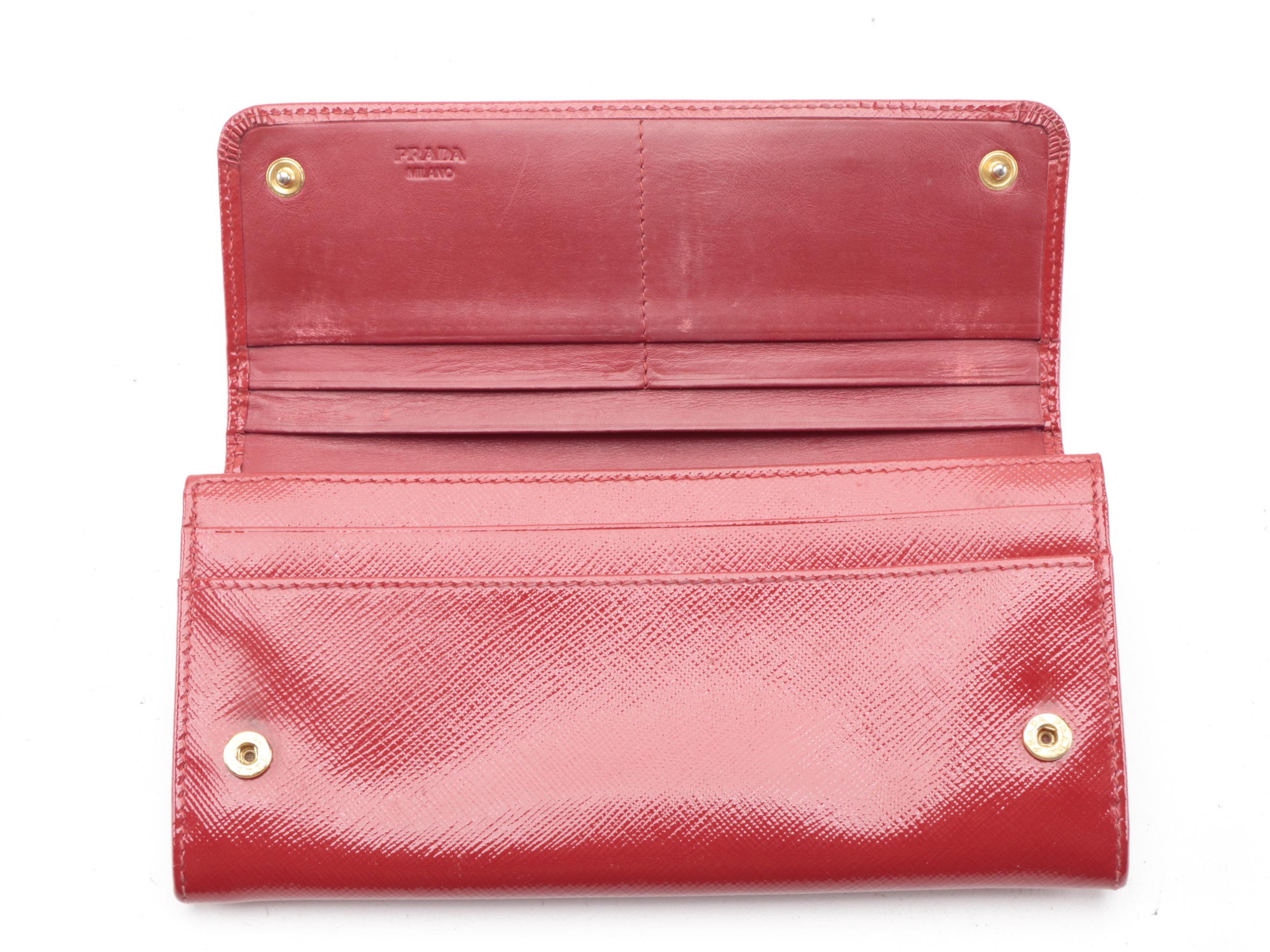 Prada Peonia Saffiano Leather Continental Bow Wallet