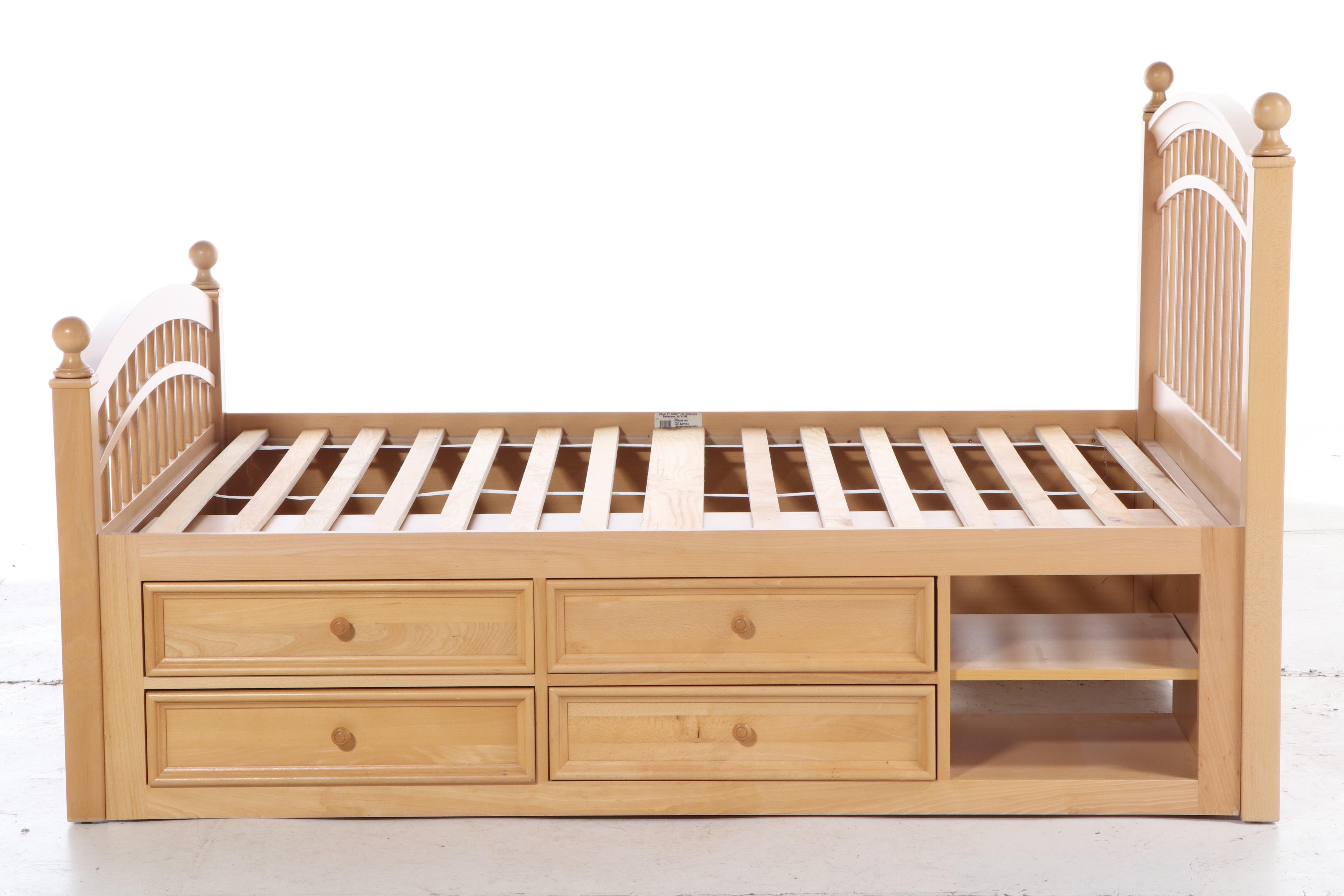 Stanley Furniture "Young America" Beech Full Size Bed Frame with Storage