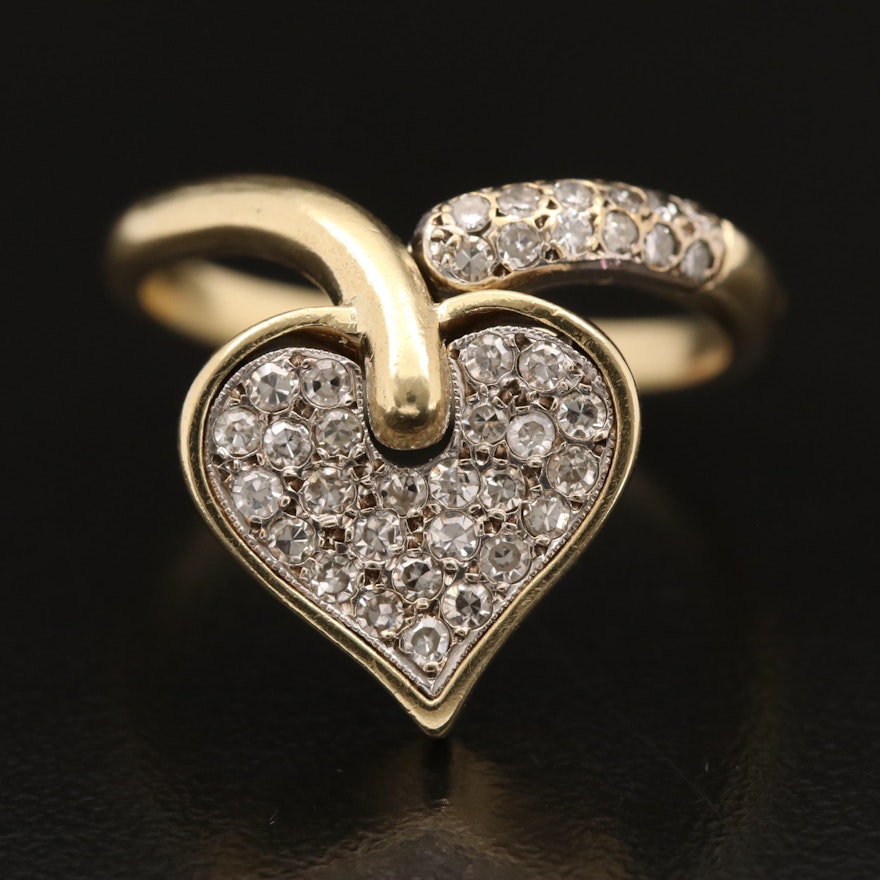 14K Pavé Diamond Heart Ring