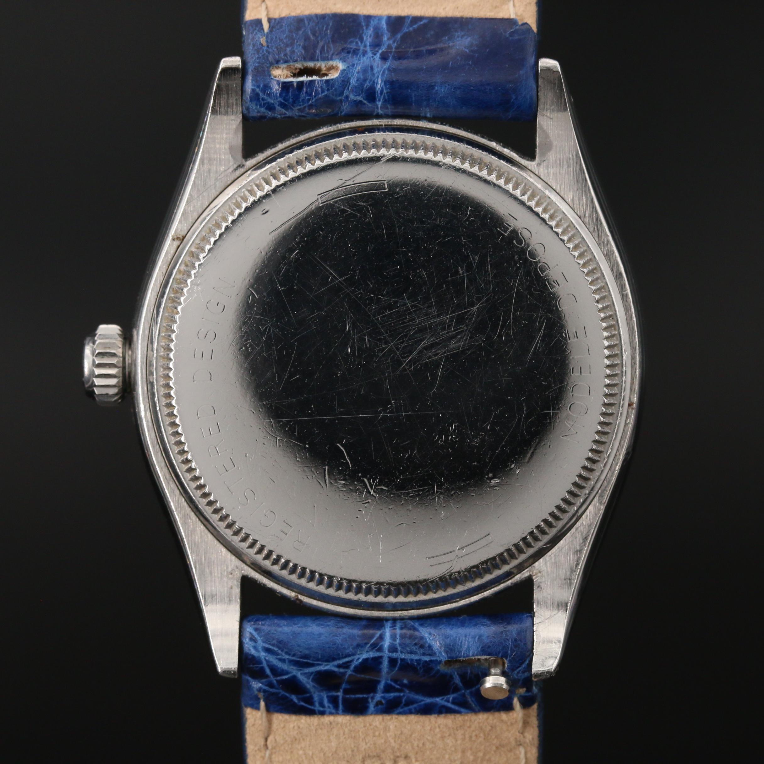 1953 Rolex Oysterdate Honeycomb Dial Stainless Steel Stem Wind Watch