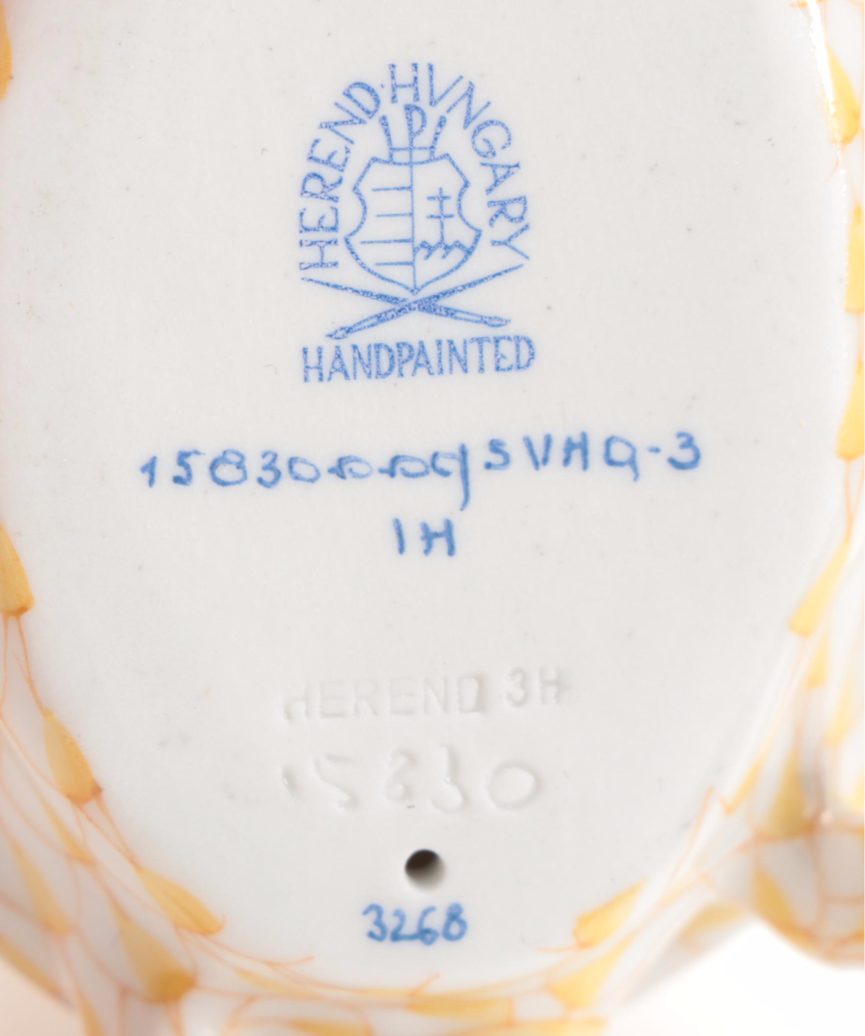 Herend Black and Butterscotch Fishnet "Tortoise & Hare" Porcelain Figurine