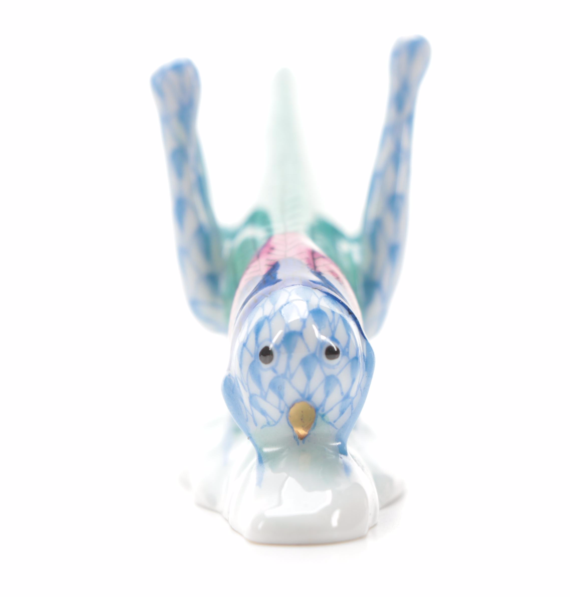 Herend Blue Fishnet "Grasshopper" Porcelain Figurine