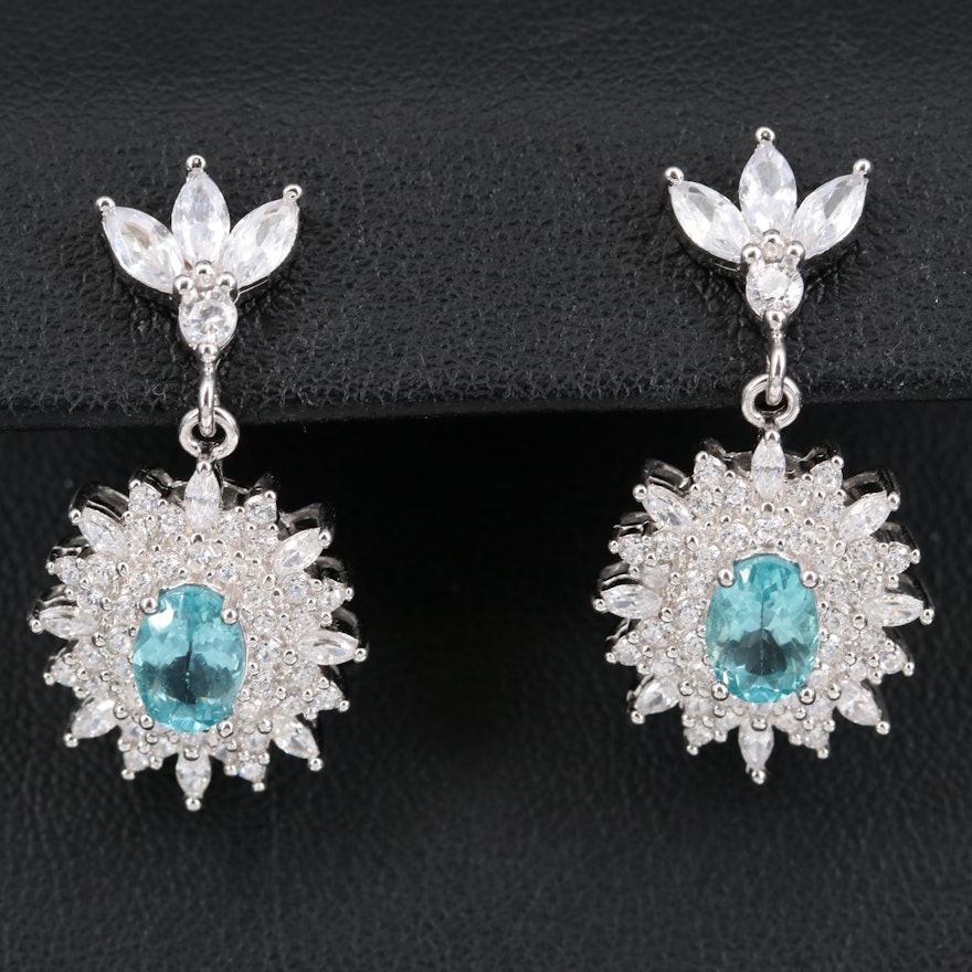 Sterling Apatite and Cubic Zirconia Earrings