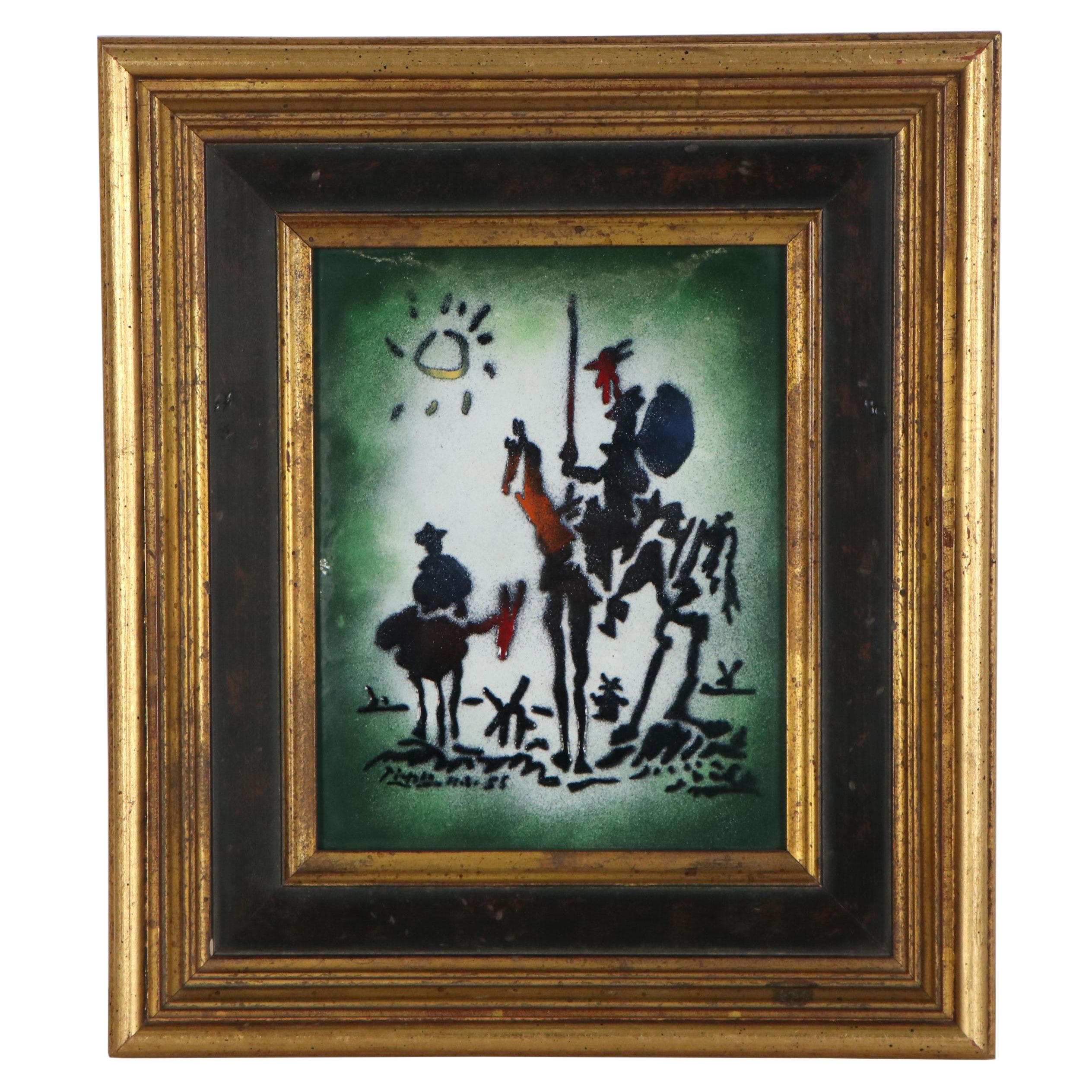 Enamel Painting after Pablo Picasso "Don Quixote," Late 20th Century