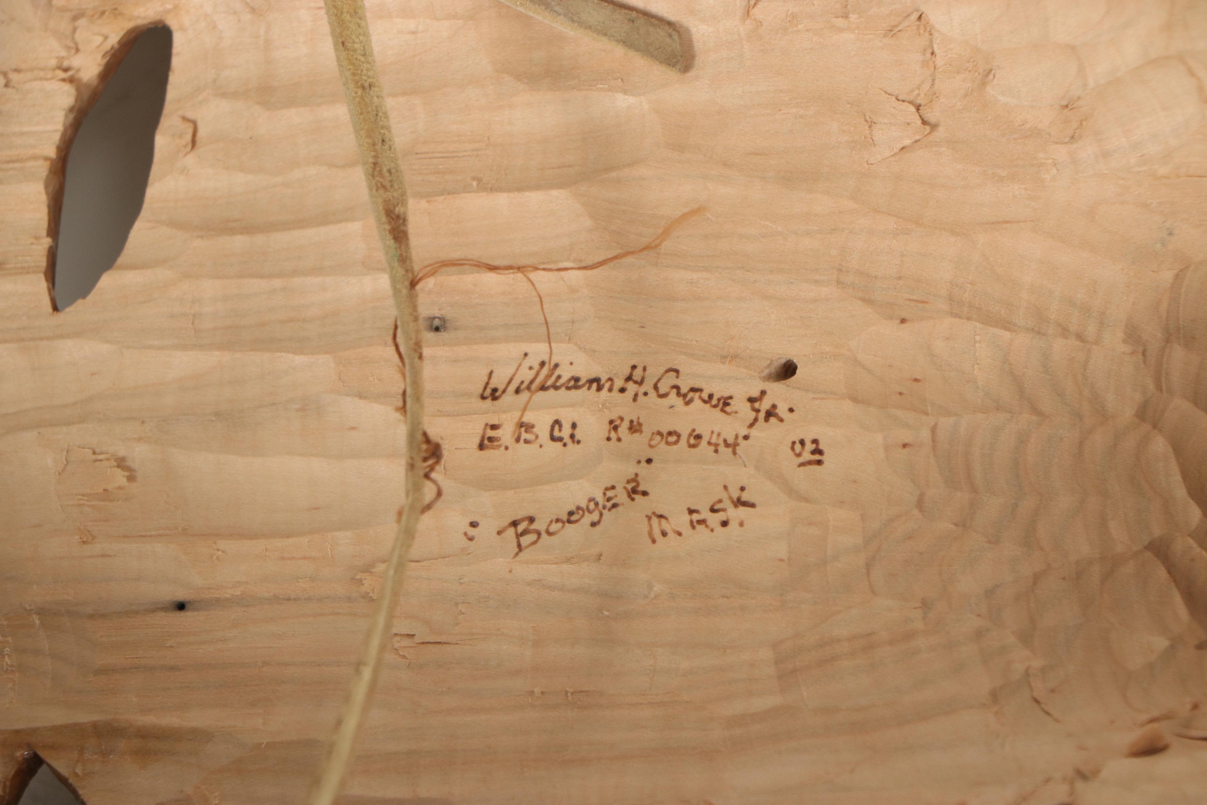 Bill H. Crowe Cherokee Hand-Carved Wooden "Booger Mask"