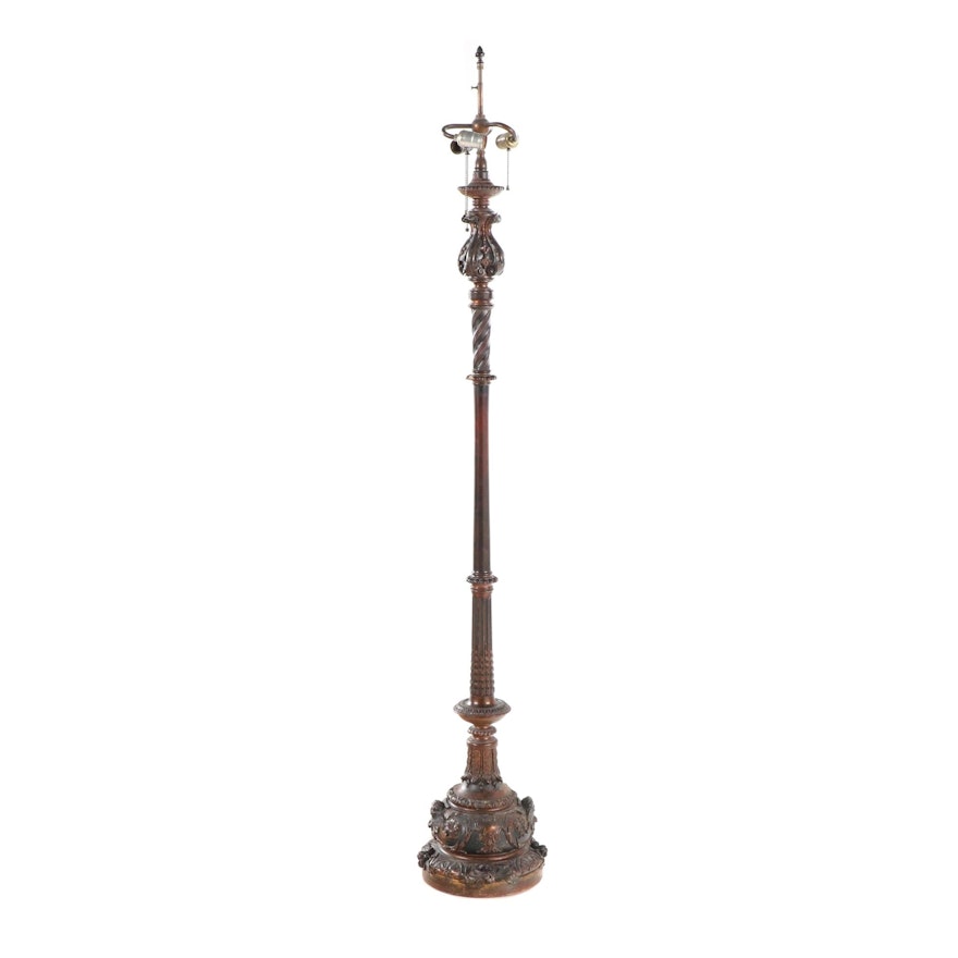 Paine Furniture Co. Giltwood and Composition Floor Lamp, 20th Century