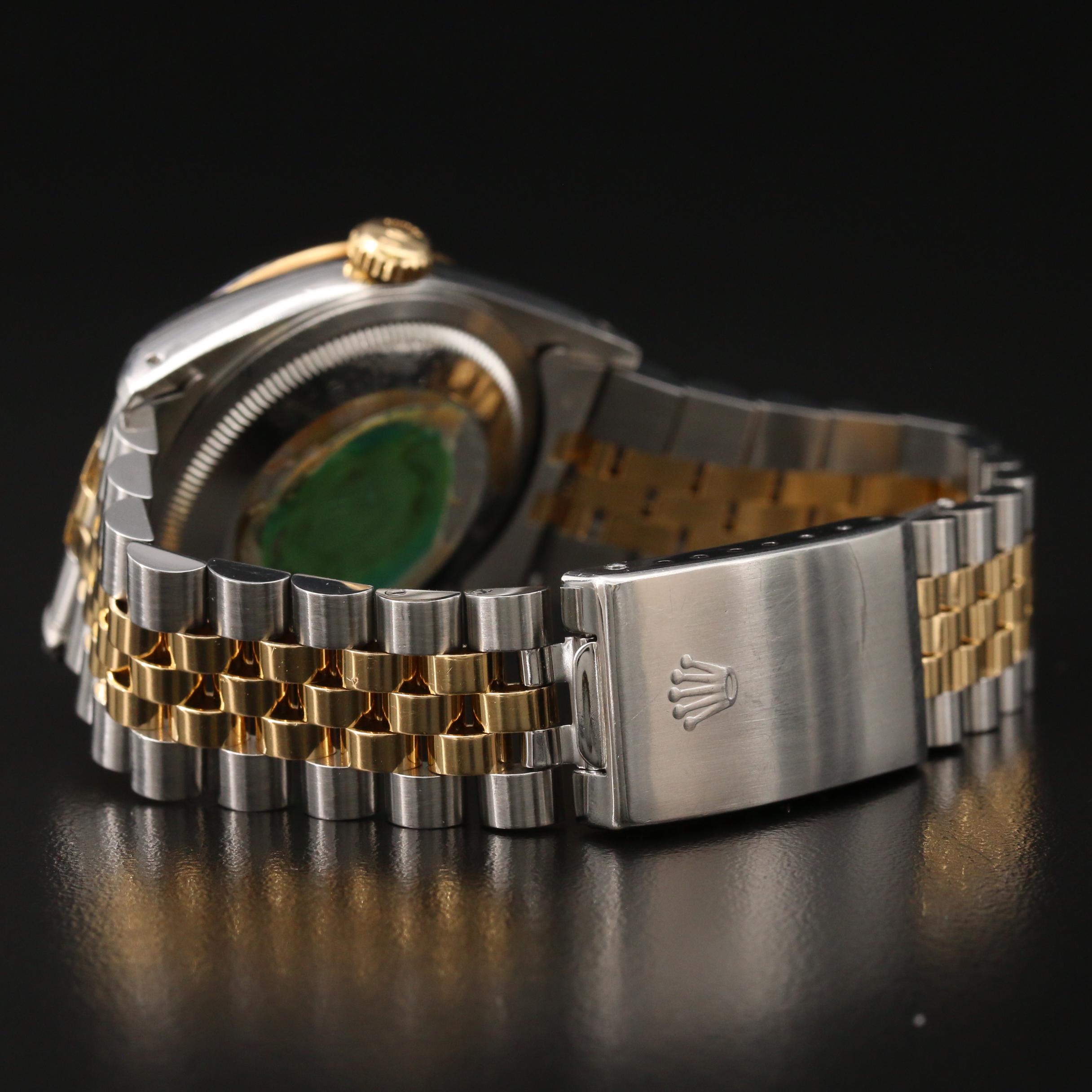 1990 Rolex Datejust Tapestry Dial 18K Gold and Stainless Steel Watch