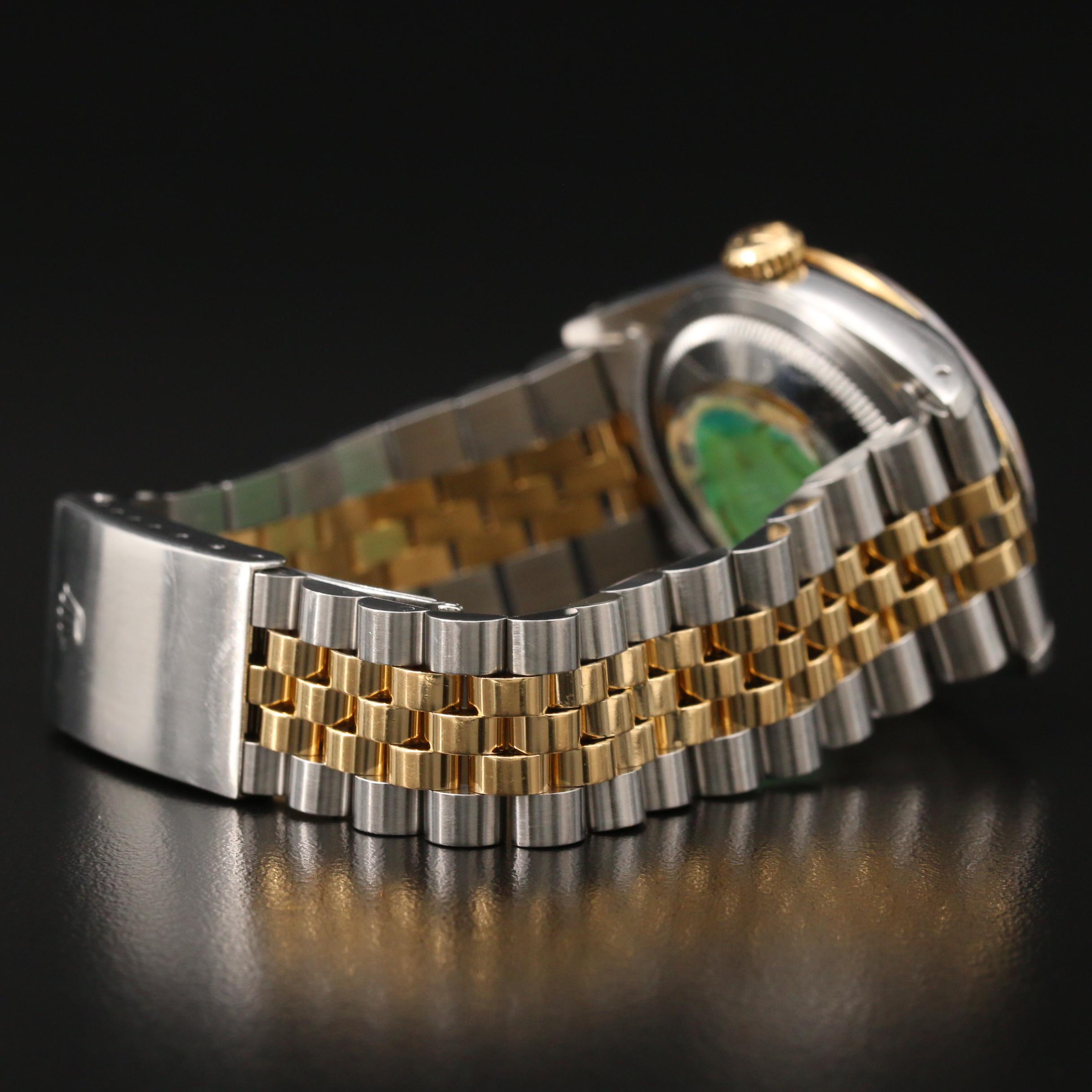 1990 Rolex Datejust Tapestry Dial 18K Gold and Stainless Steel Watch