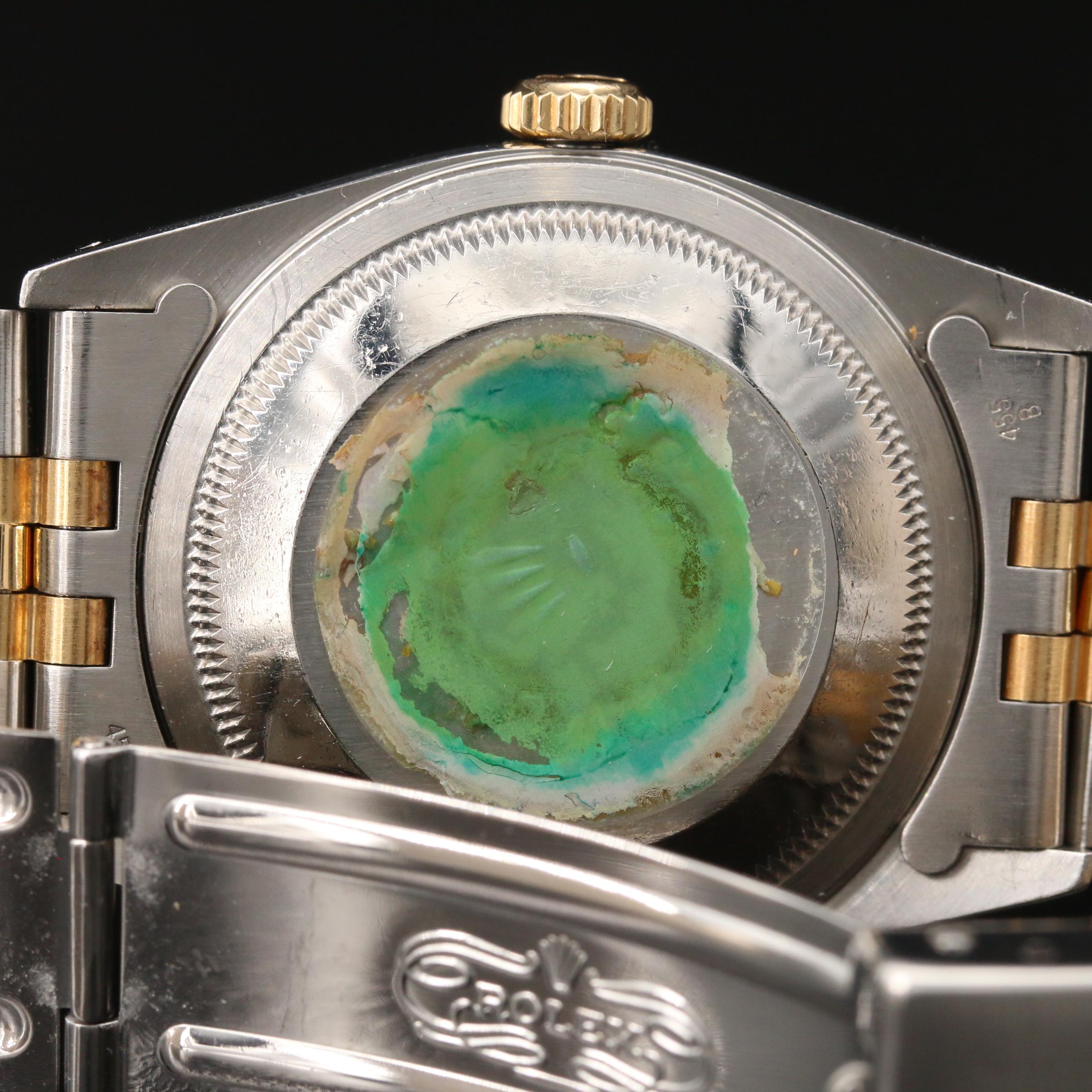 1990 Rolex Datejust Tapestry Dial 18K Gold and Stainless Steel Watch