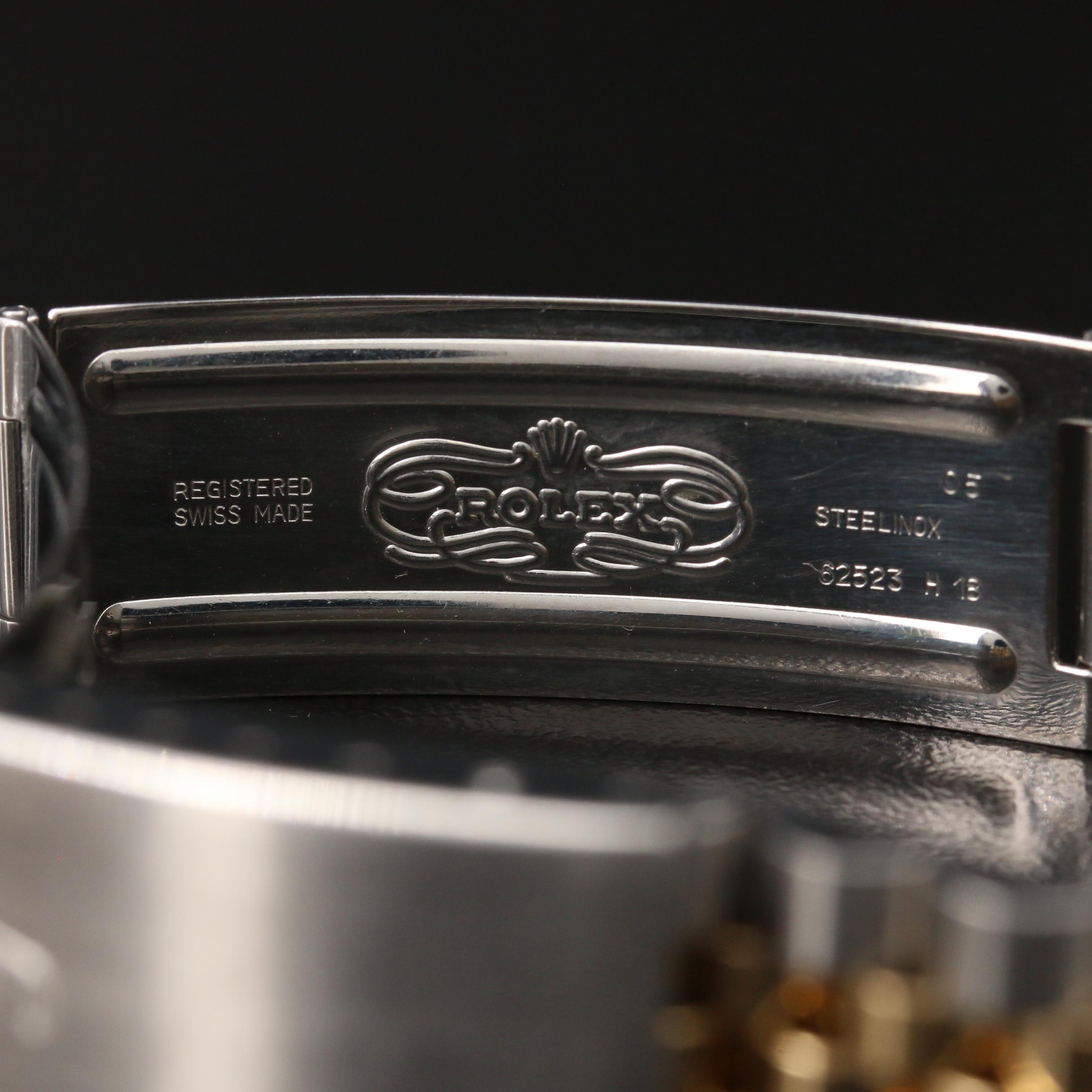 1990 Rolex Datejust Tapestry Dial 18K Gold and Stainless Steel Watch