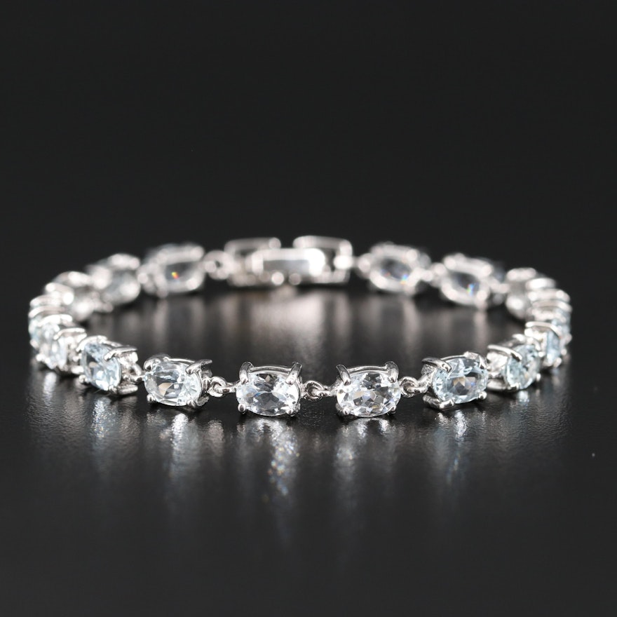 Sterling Aquamarine Line Bracelet