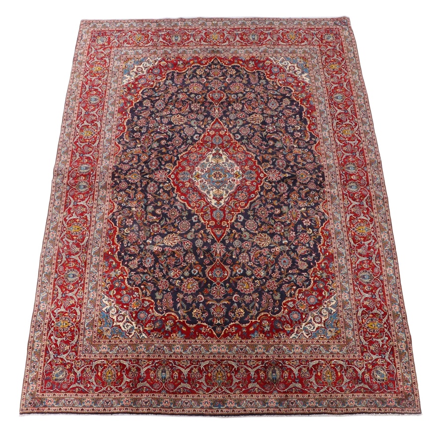 9'11 x 13'9 Hand-Knotted Persian Kashan Wool Room Sized Rug