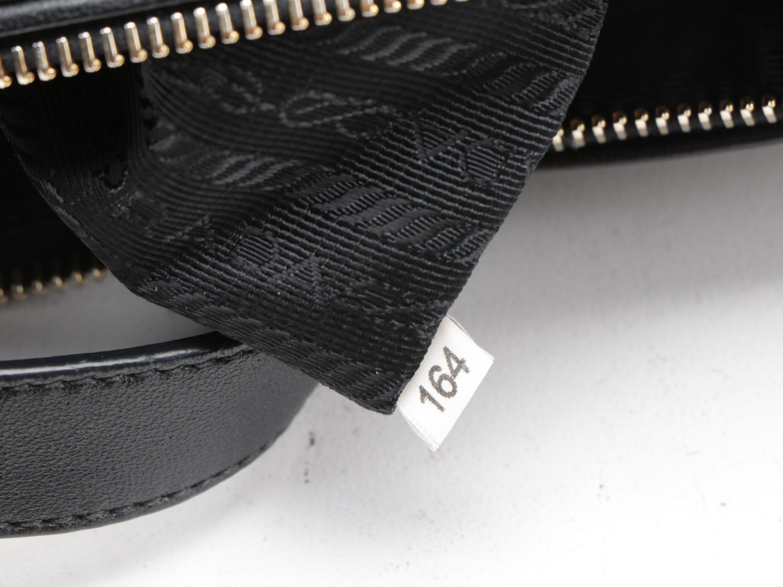 Prada Front Zip Shoulder Bag in Black Tessuto Nylon and Leather