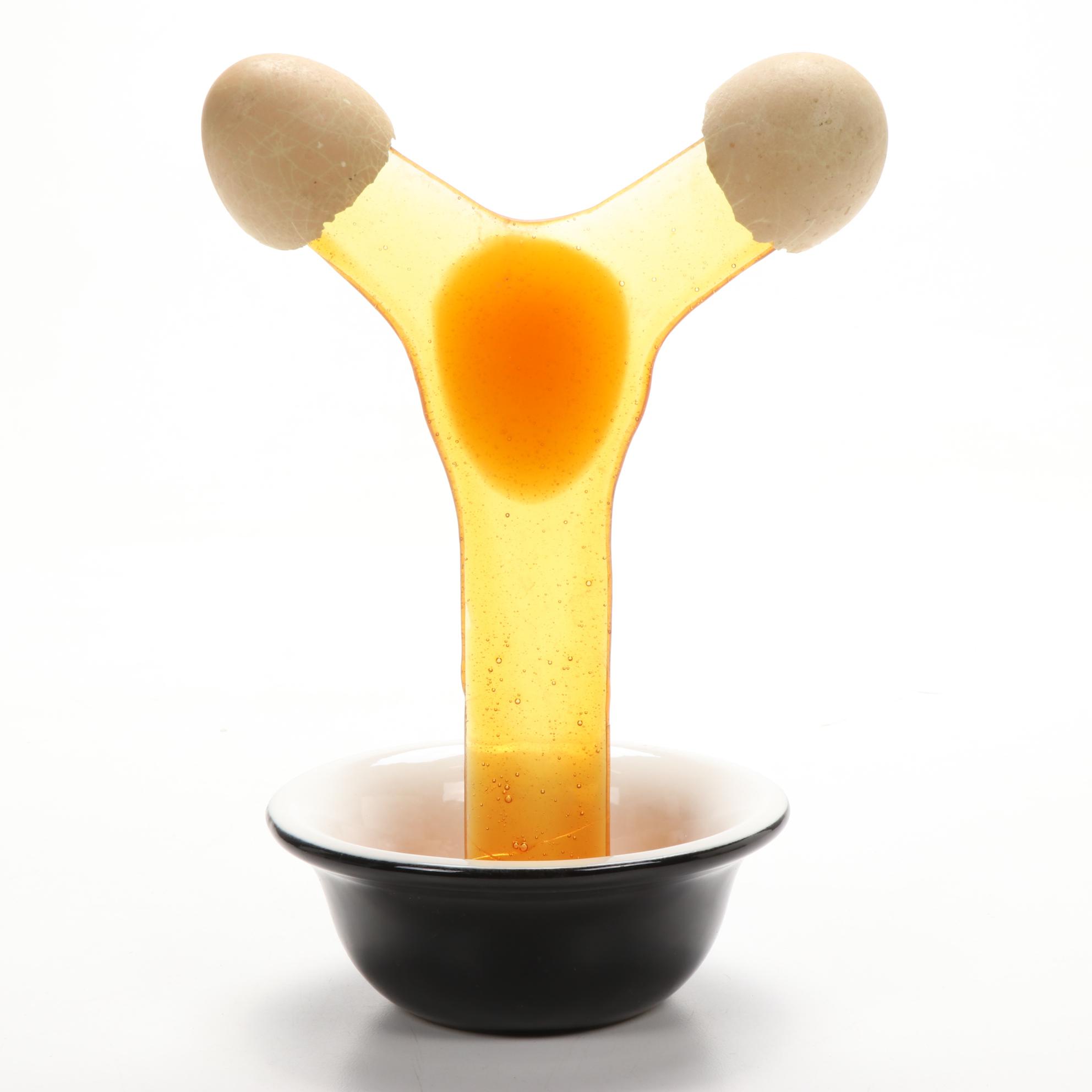 Frozen Moments by Geoffrey Rose "Breaking Egg" Glass Sculpture, 1978