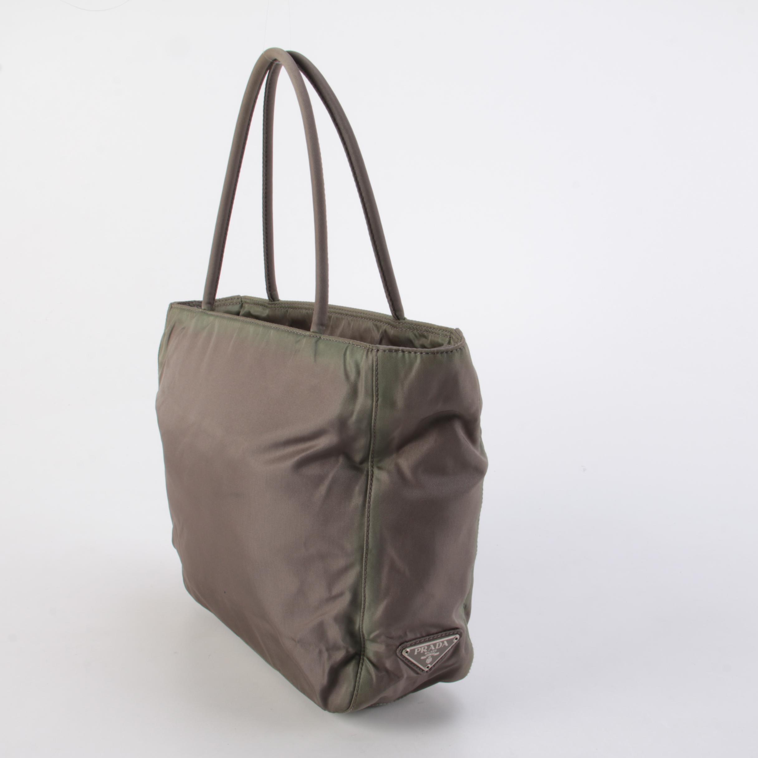 Prada Nylon Small Shopper in Olive
