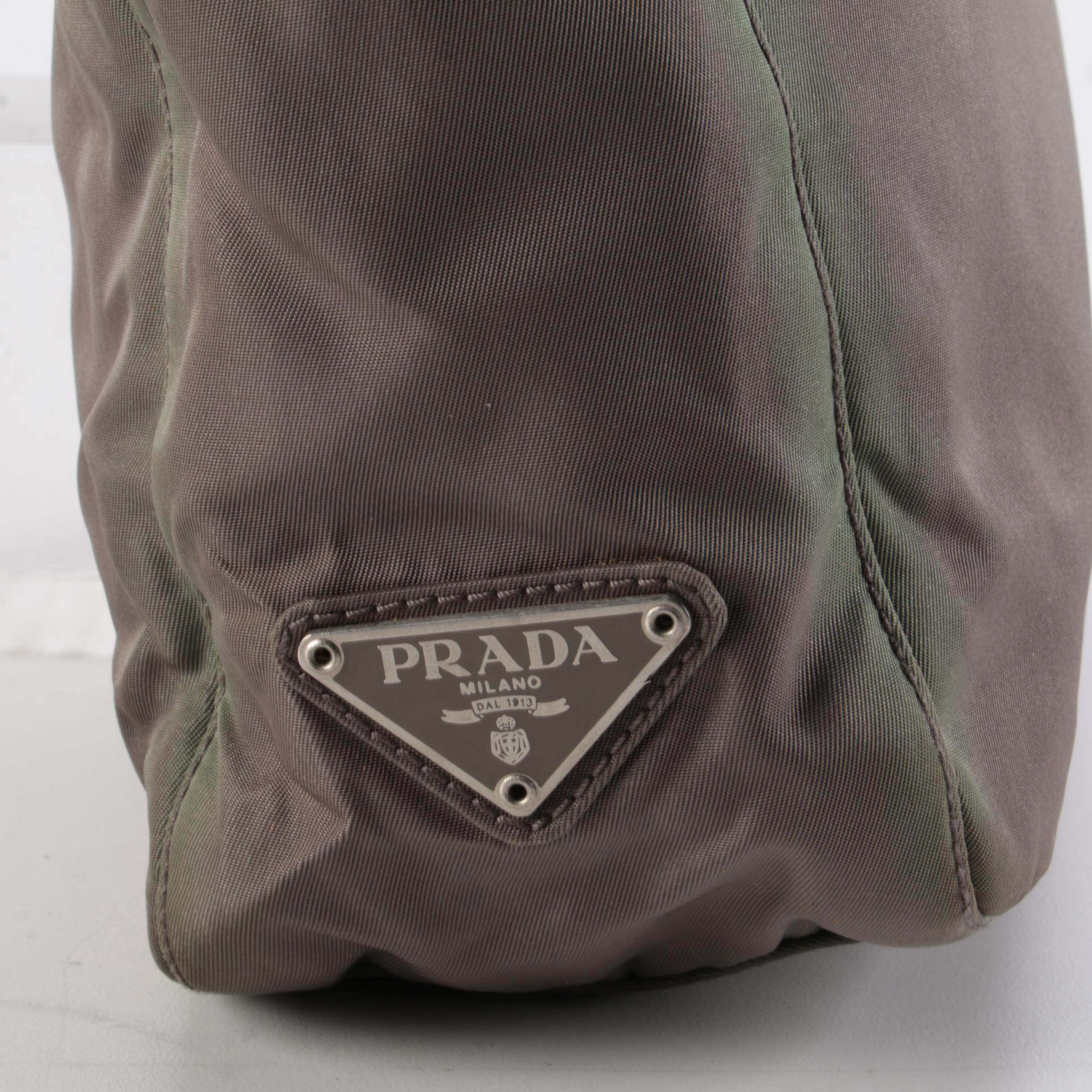Prada Nylon Small Shopper in Olive