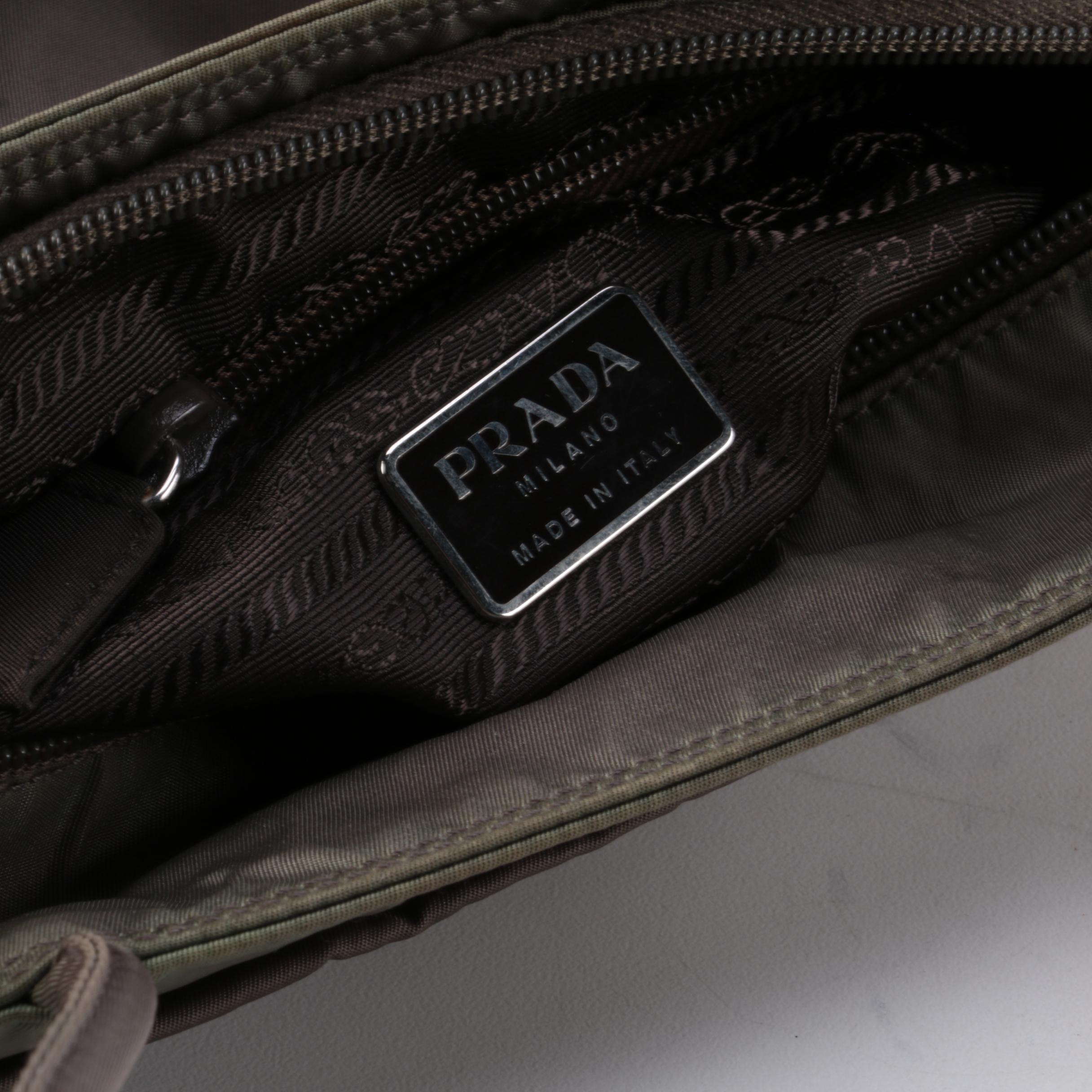 Prada Nylon Small Shopper in Olive