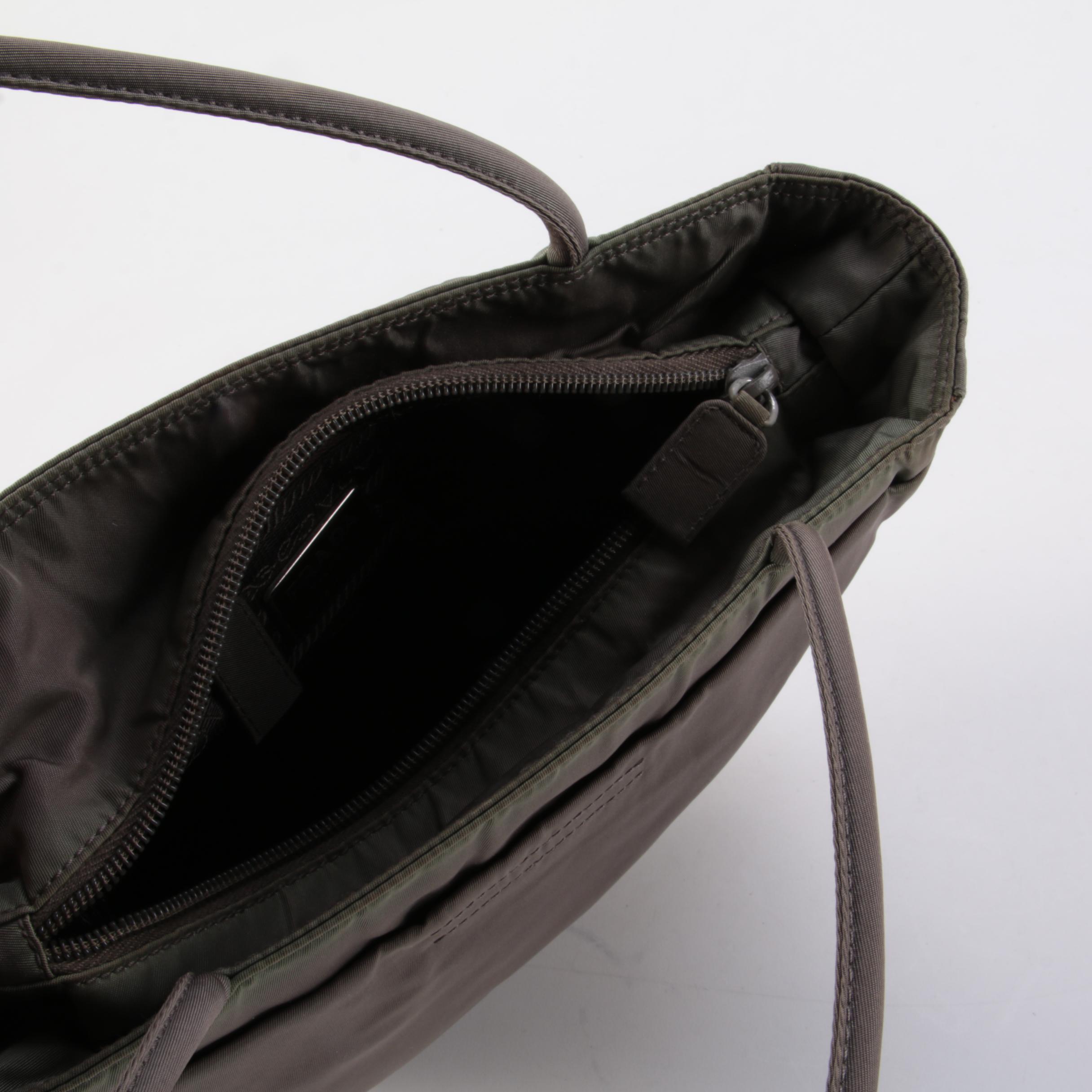 Prada Nylon Small Shopper in Olive