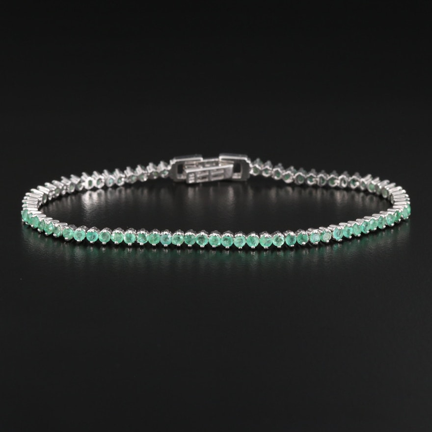 Sterling Silver Emerald Line Bracelet