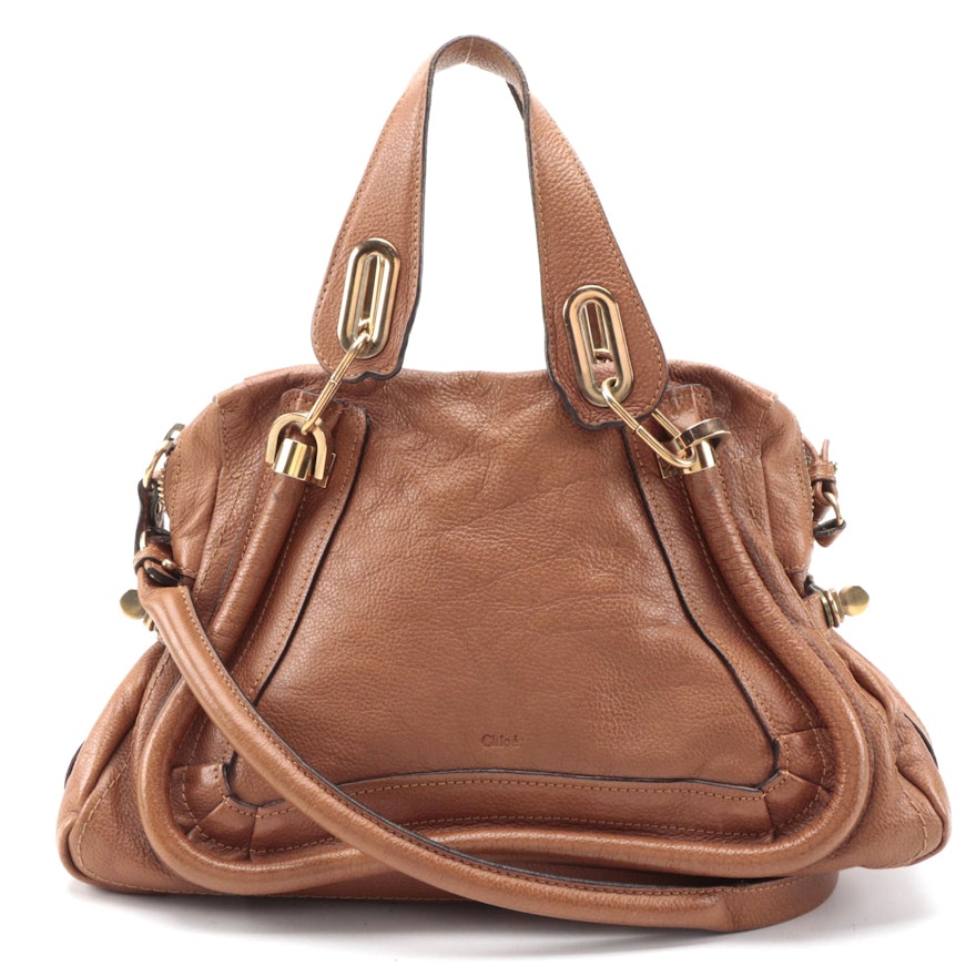 Chloé Paraty Tan Grained Leather Two-Way Satchel