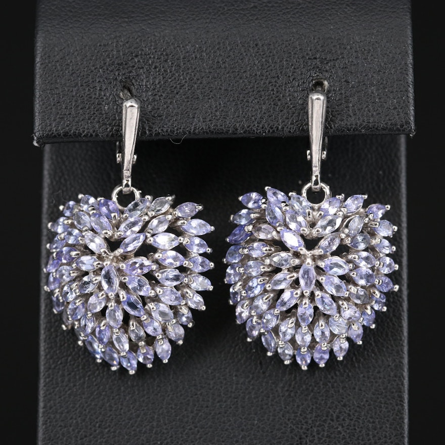 Sterling Silver Tanzanite Drop Earrings