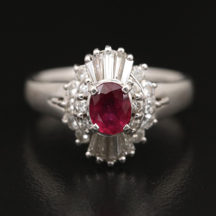 Platinum Ruby and Diamond Ring