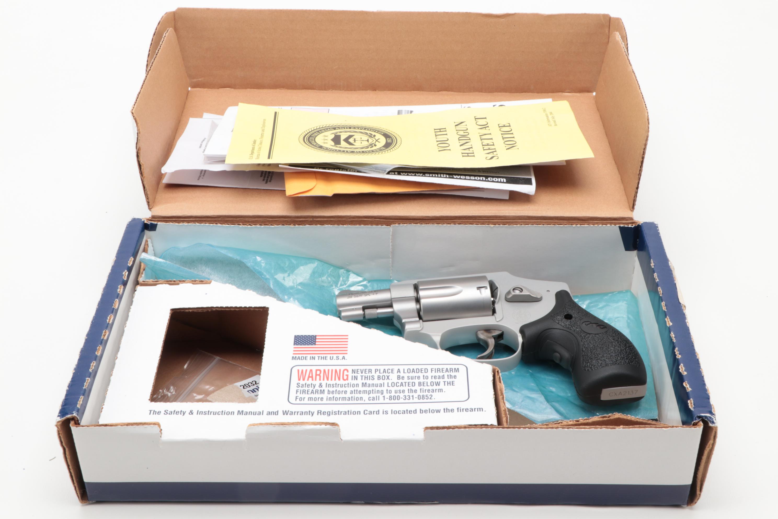 S&W Airweight .38 Hammerless Revolver With Laser Grip