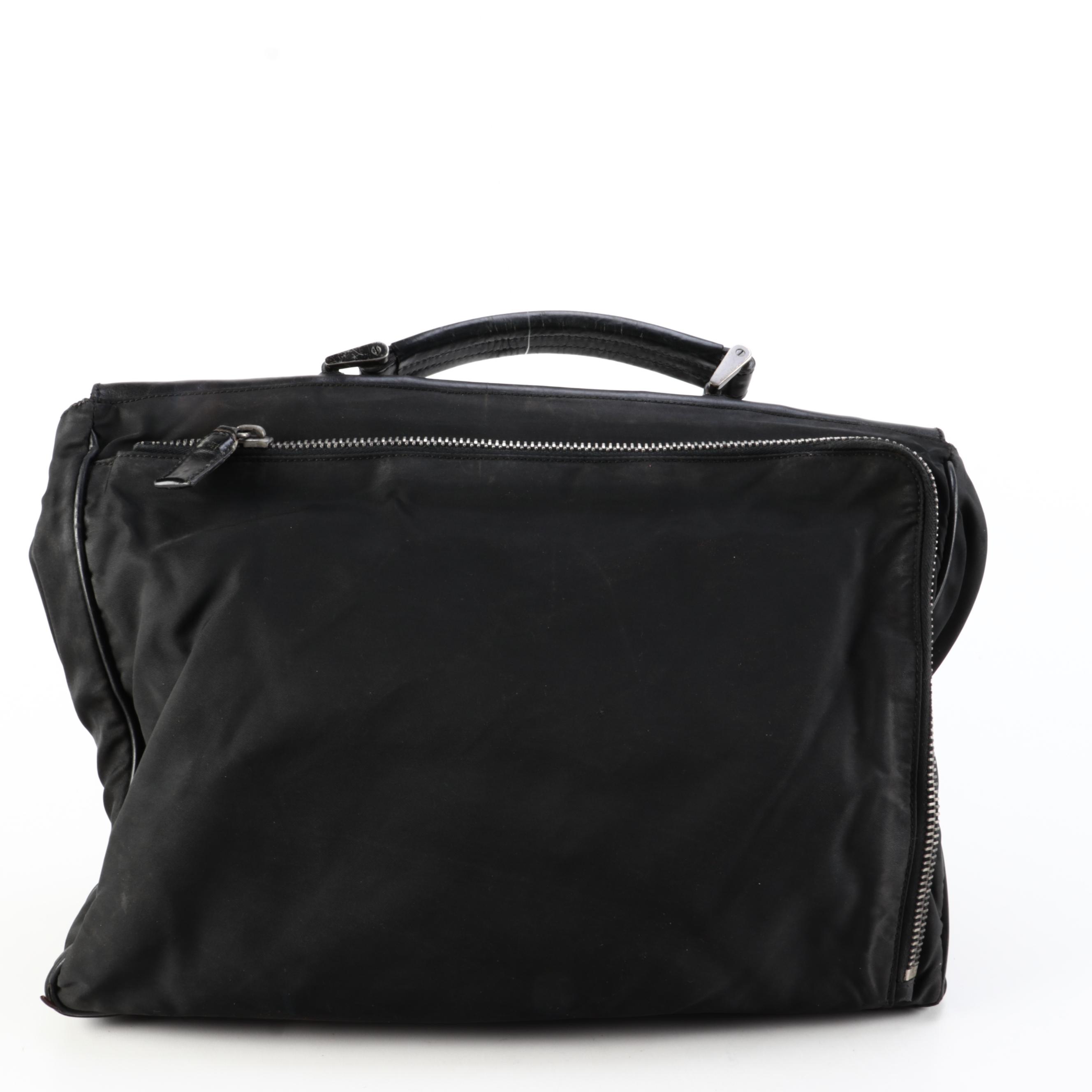 Prada Briefcase in Black Nylon and Nappa Leather