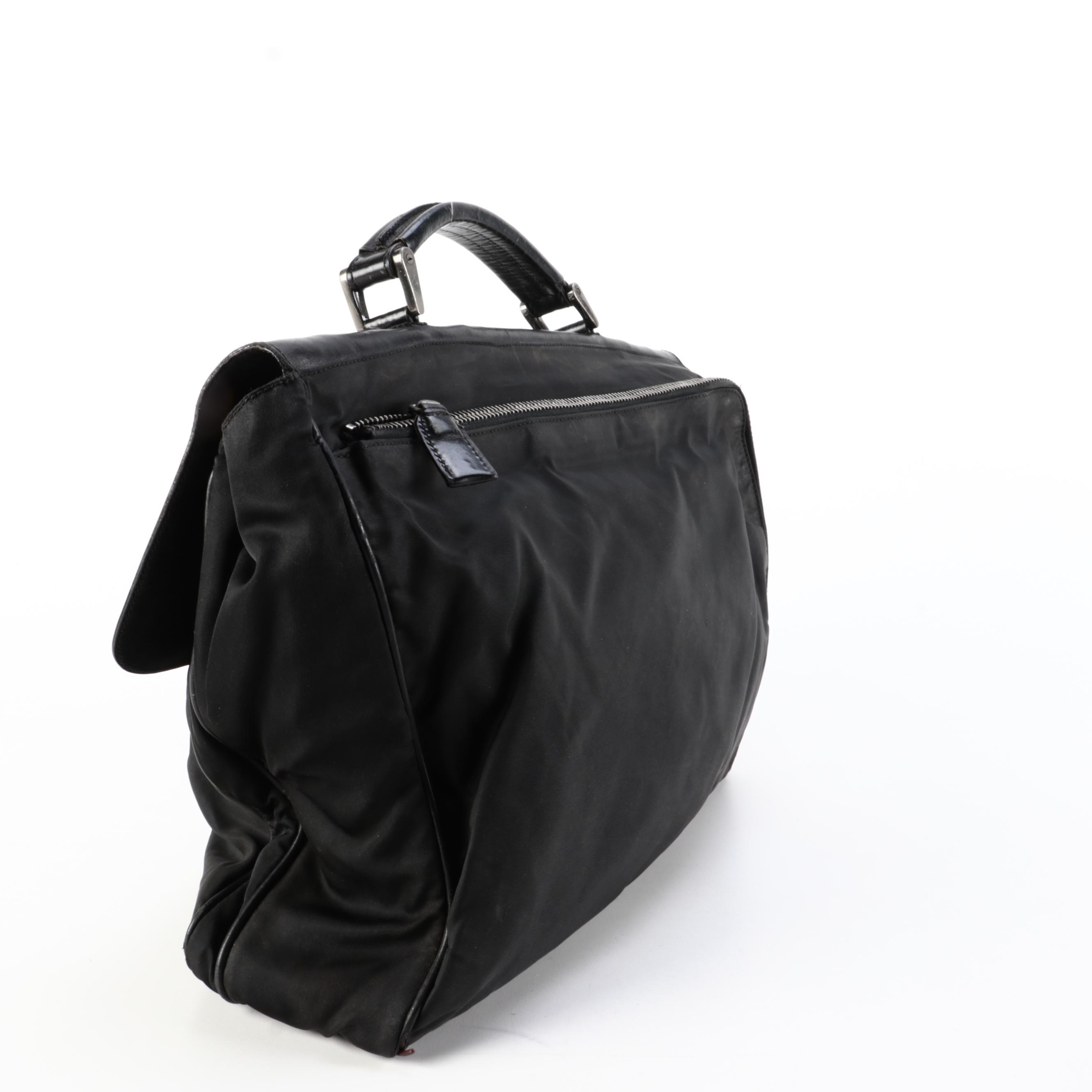 Prada Briefcase in Black Nylon and Nappa Leather
