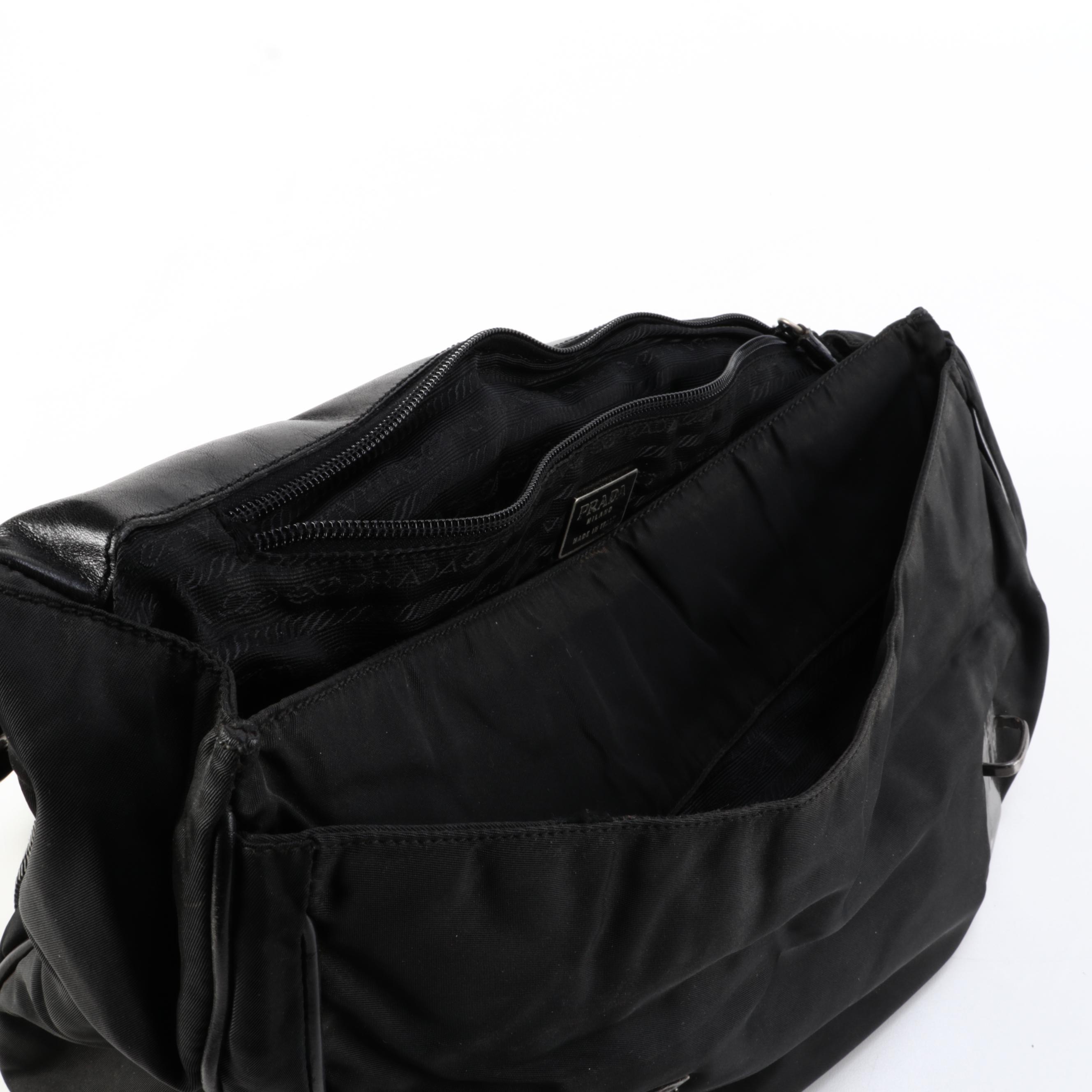 Prada Briefcase in Black Nylon and Nappa Leather