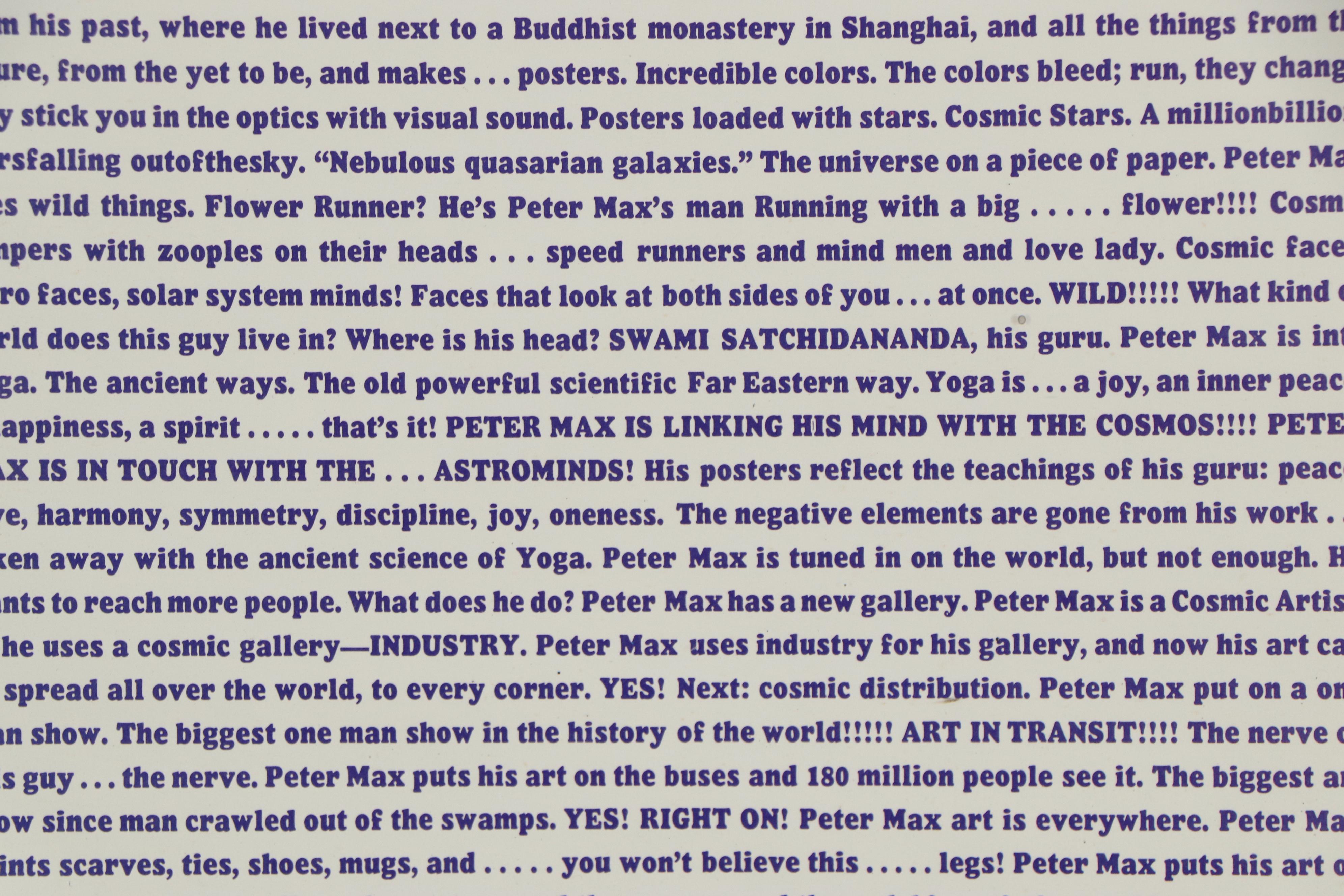 Peter Max Script Lithograph, 1970