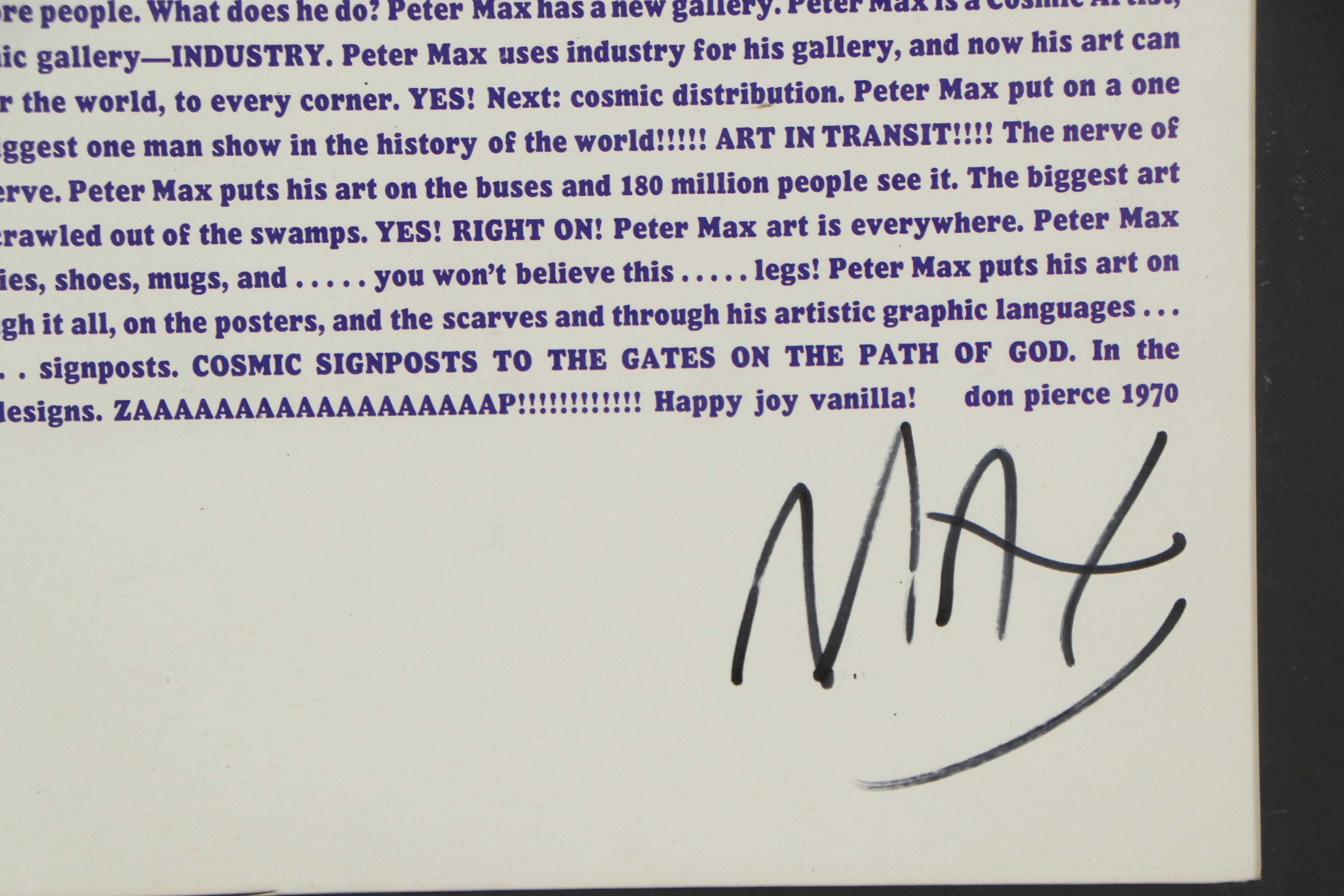 Peter Max Script Lithograph, 1970