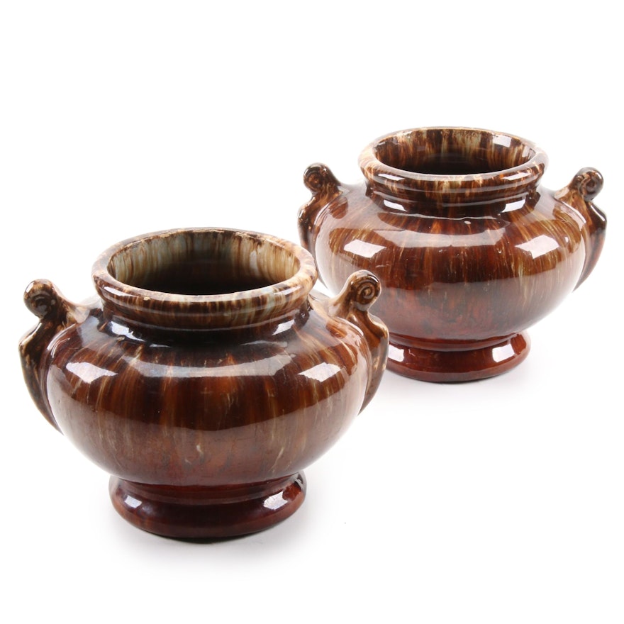 Pair of Glazed Earthenware Vases