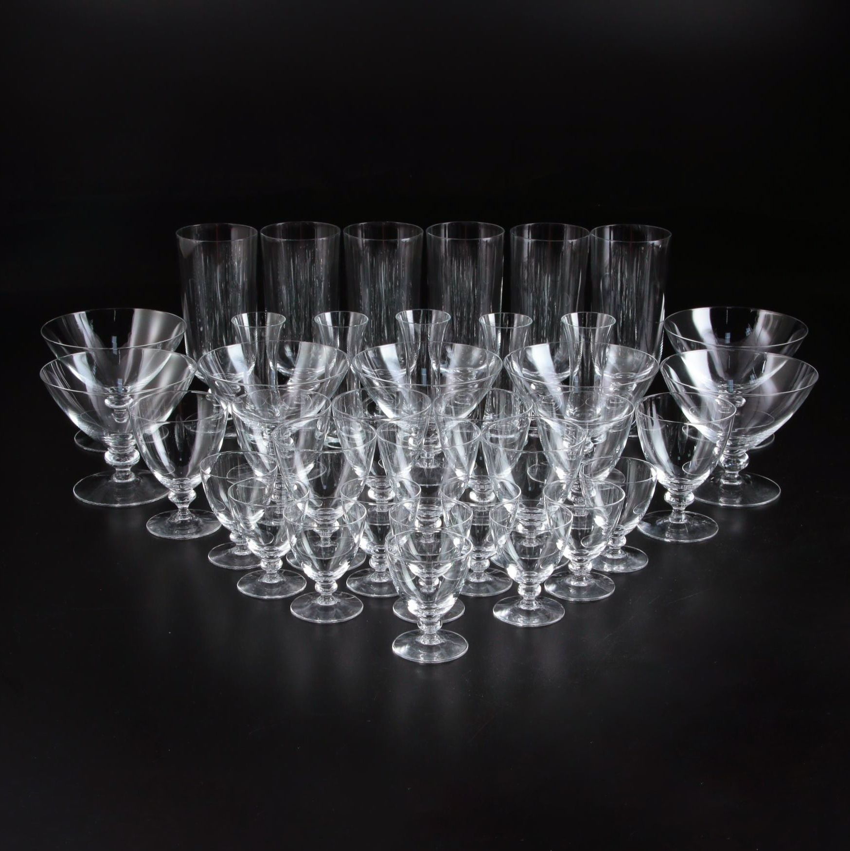 Liqueur and Champagne Glasses with Sherbet Dishes and Others