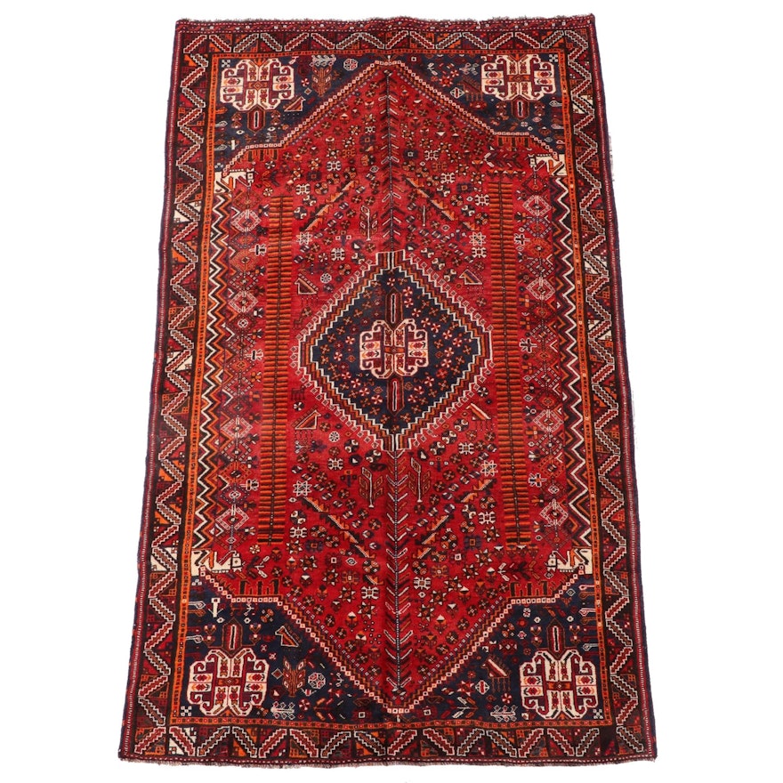 4'11 x 8'3 Hand-Knotted Persian Qashqai Wool Area Rug