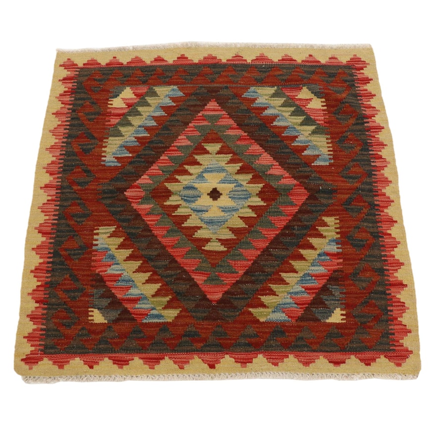 3'3 x 3'4 Handwoven Afghan Kilim Wool Rug