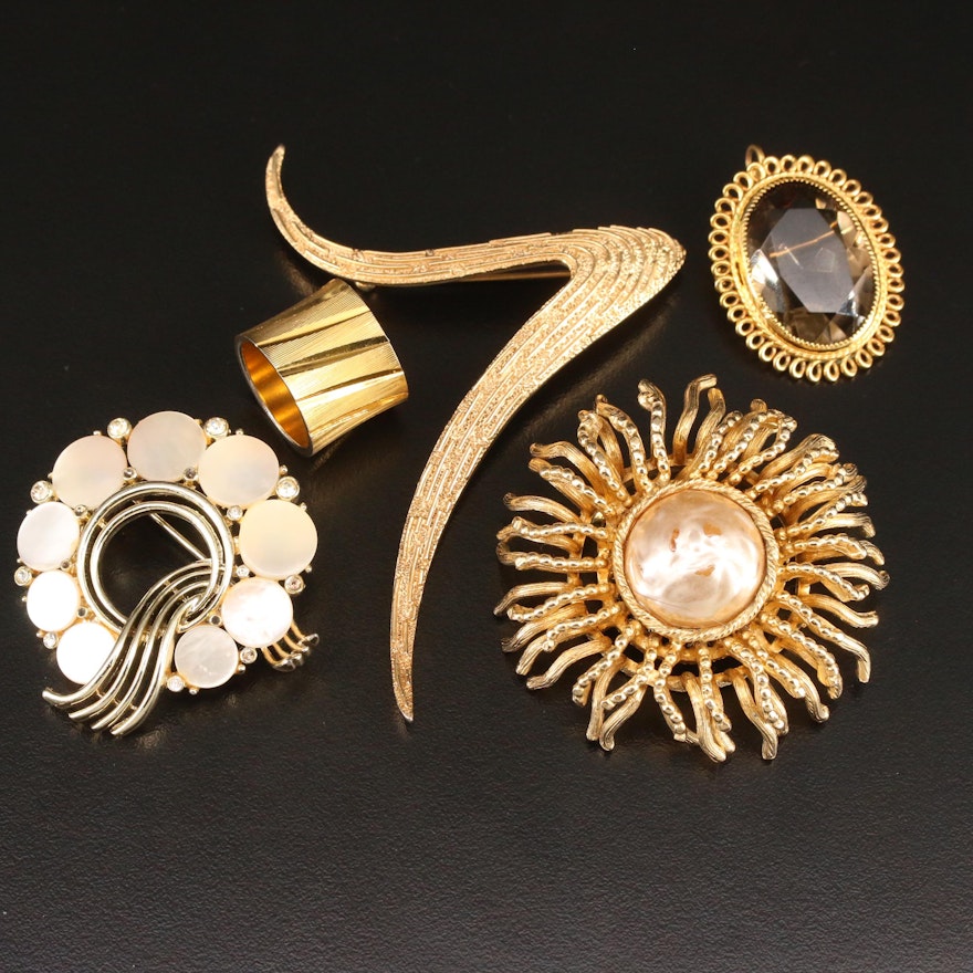 Vintage Jewelry Featuring Trifari and Gold Filled Converter Brooch