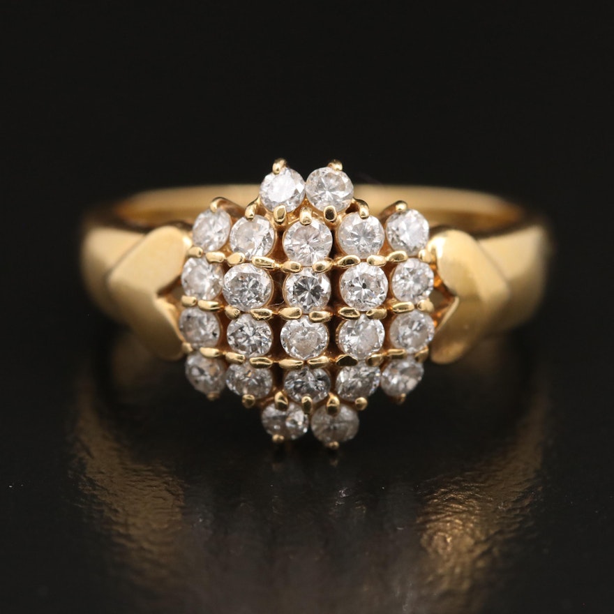 18K Diamond Cluster Ring